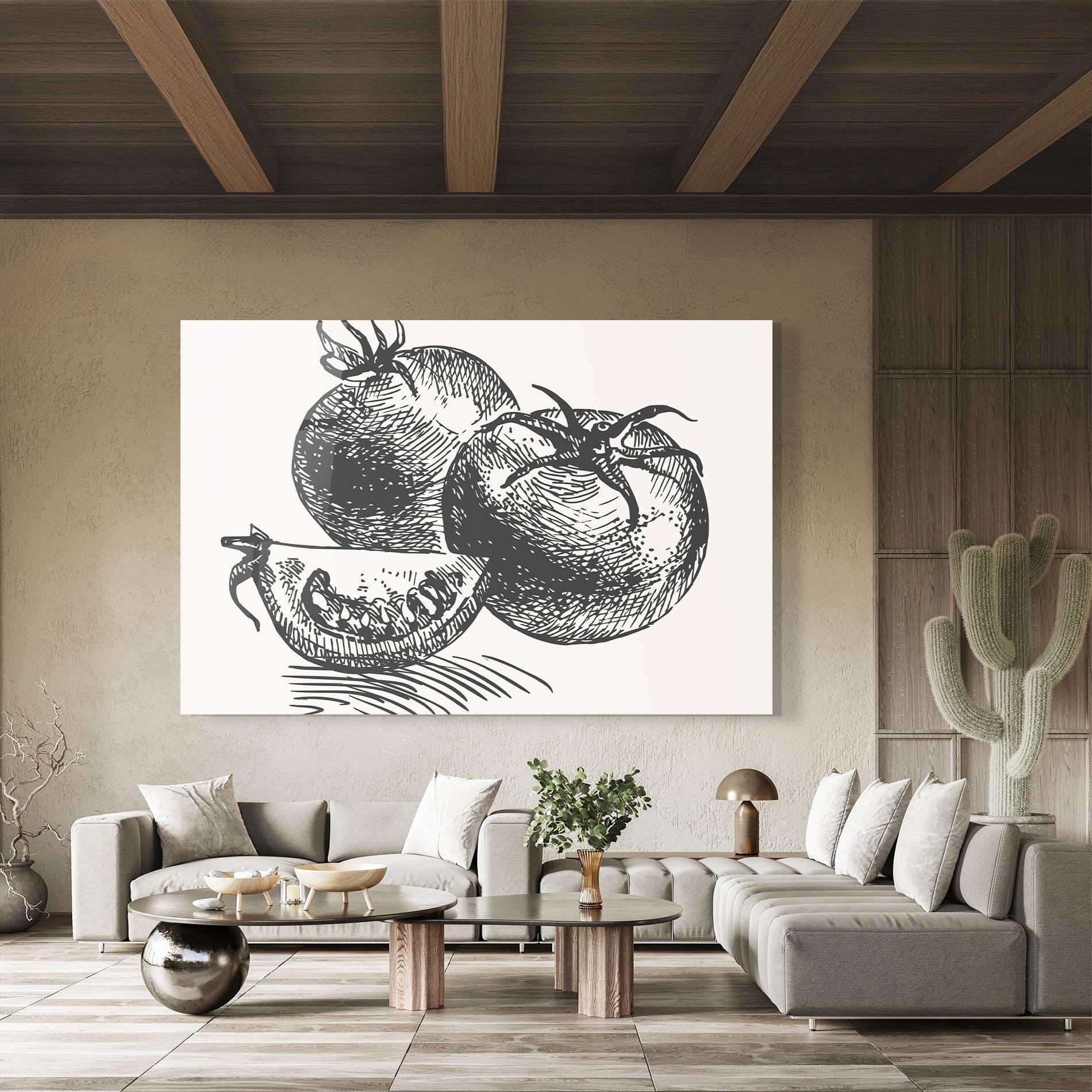 Glasbild Grey Line Tomato mockup 8