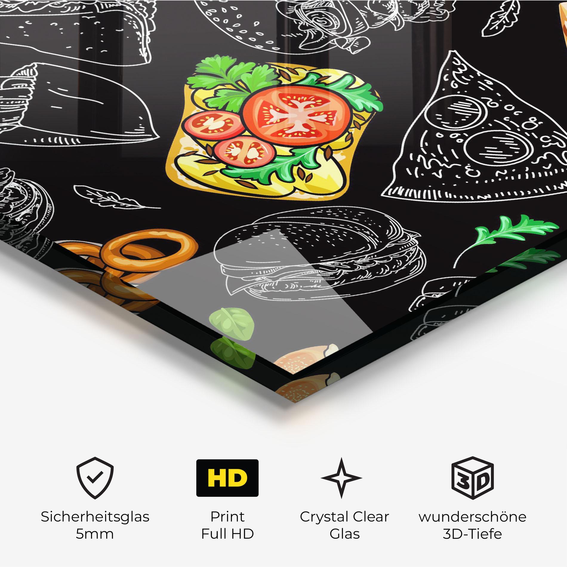 Glasbild Burger Pattern mockup 3