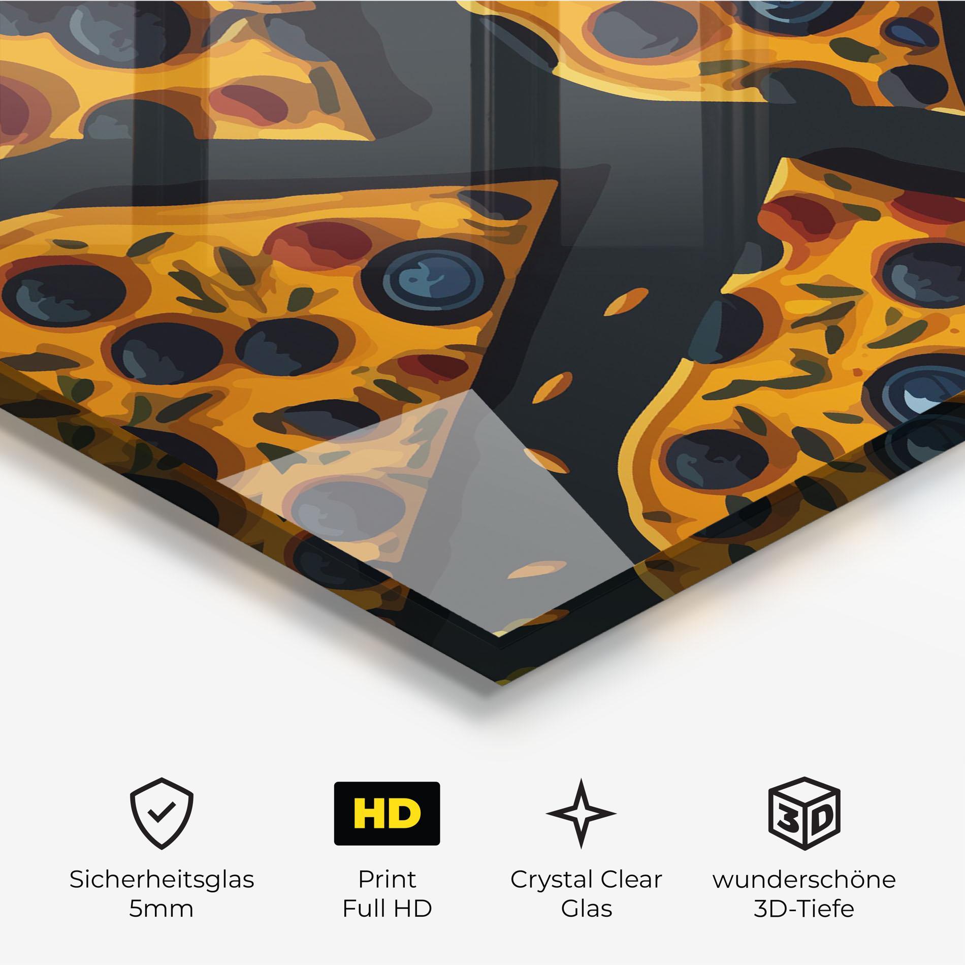Glasbild Pizza Pattern mockup 3