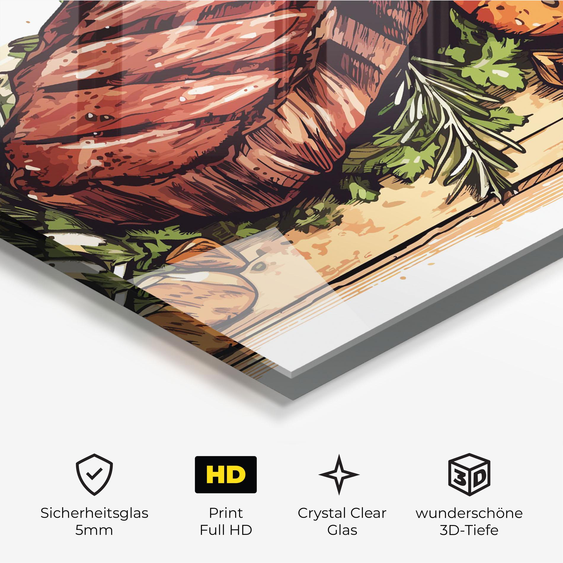 Glasbild Red Meat Art mockup 3