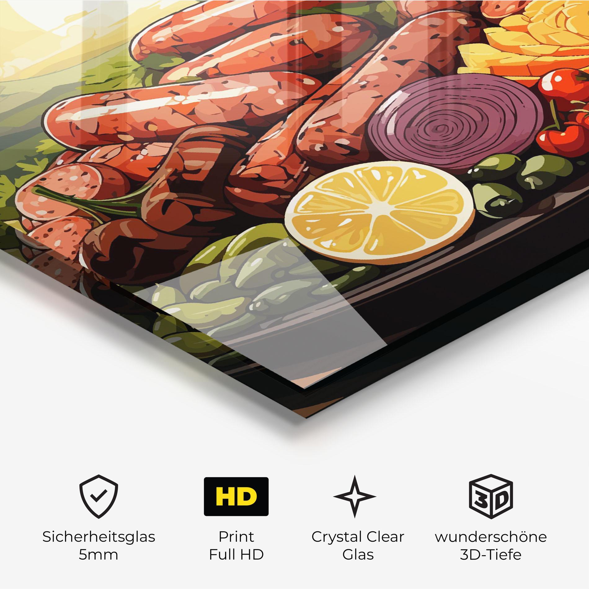 Glasbild Sunset Sousages mockup 3