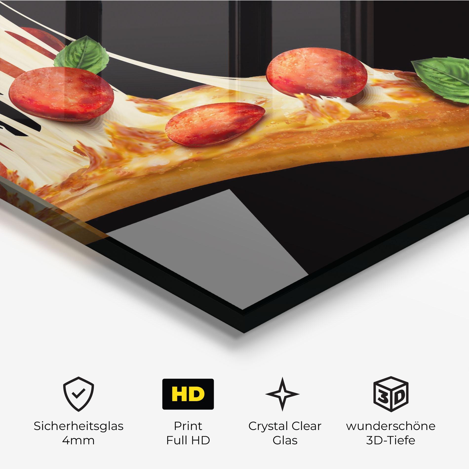 Glasbild Pizza Falling mockup 3