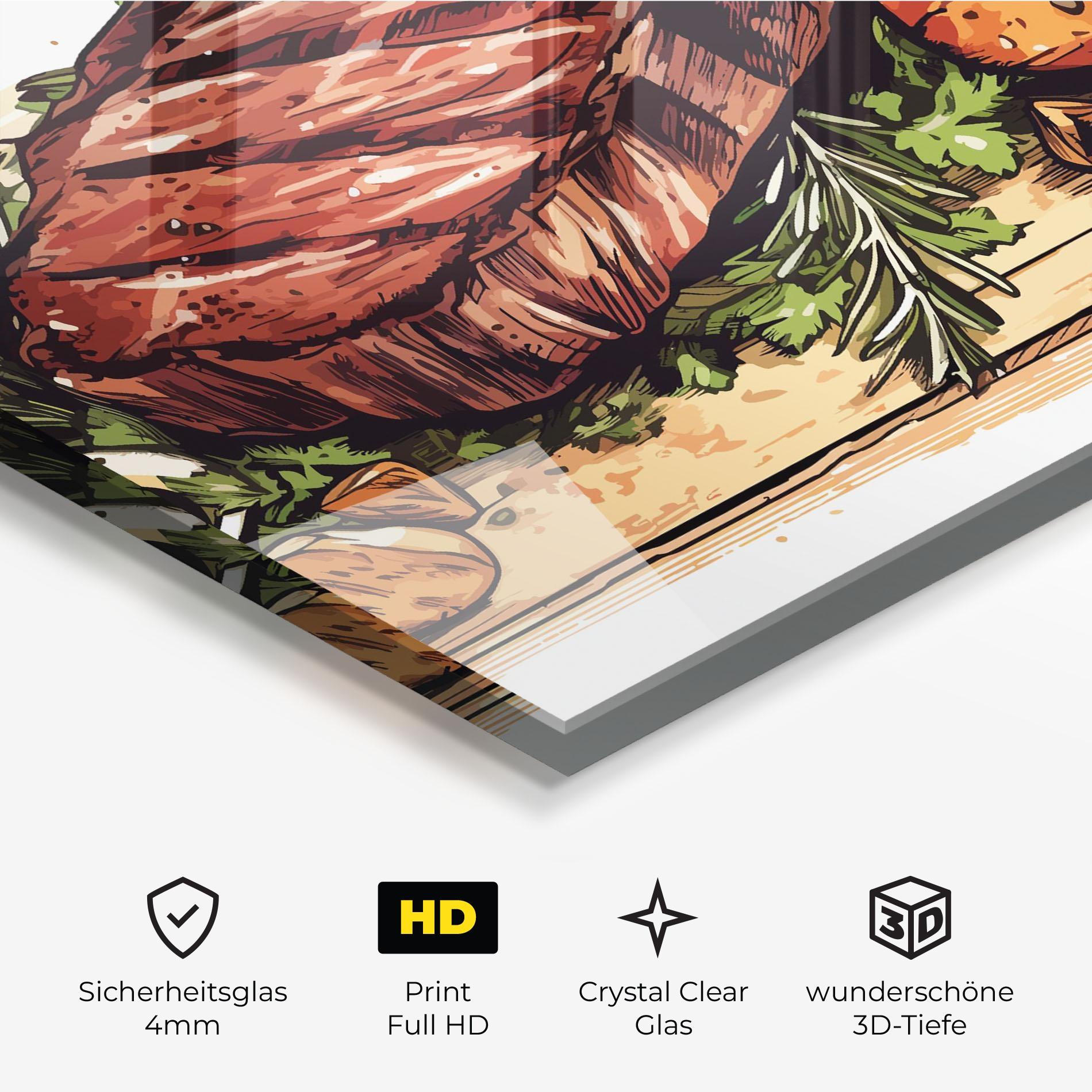 Glasbild Red Meat Art mockup 3