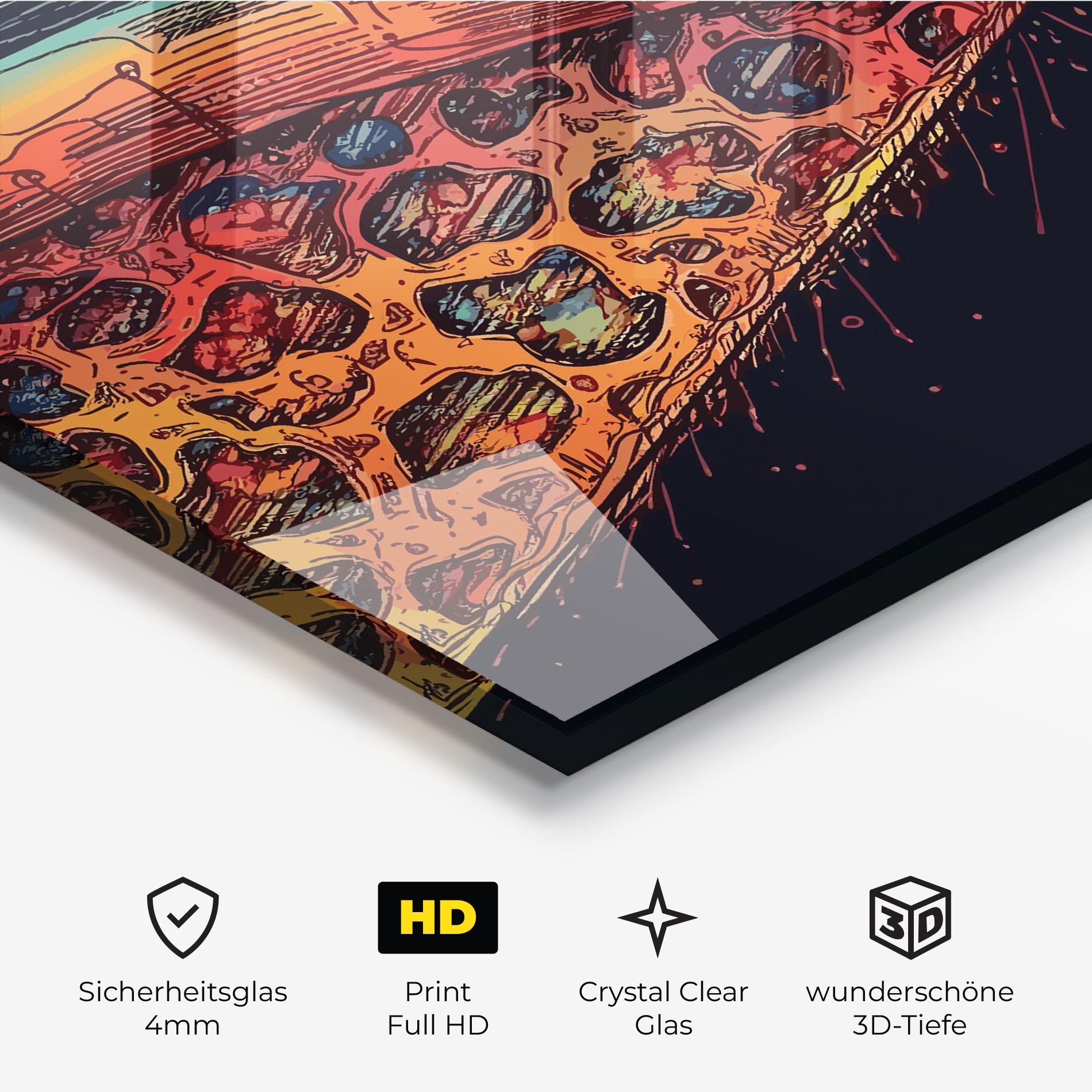 Glasbild Red Orange Pizza mockup 3