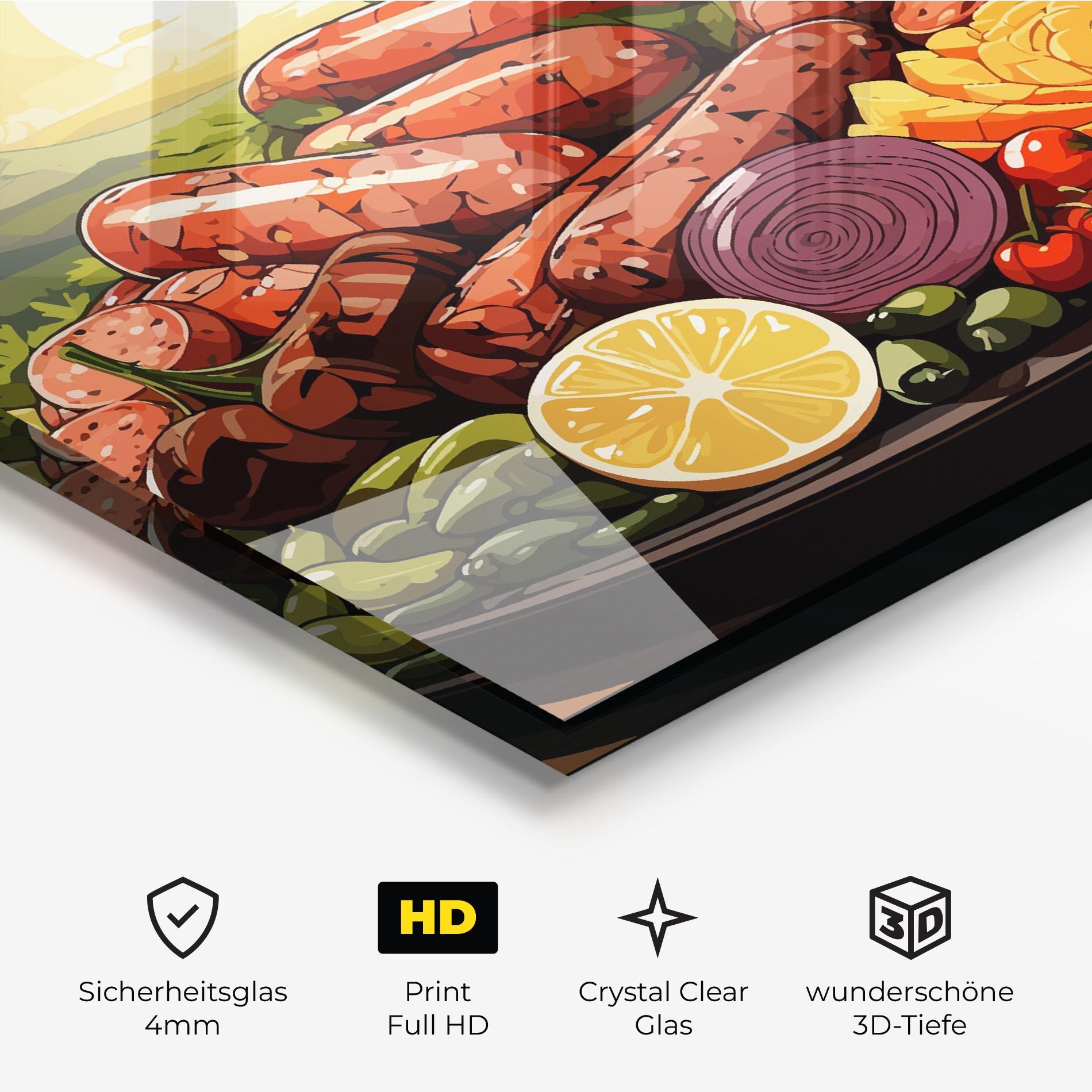 Glasbild Sunset Sousages mockup 3