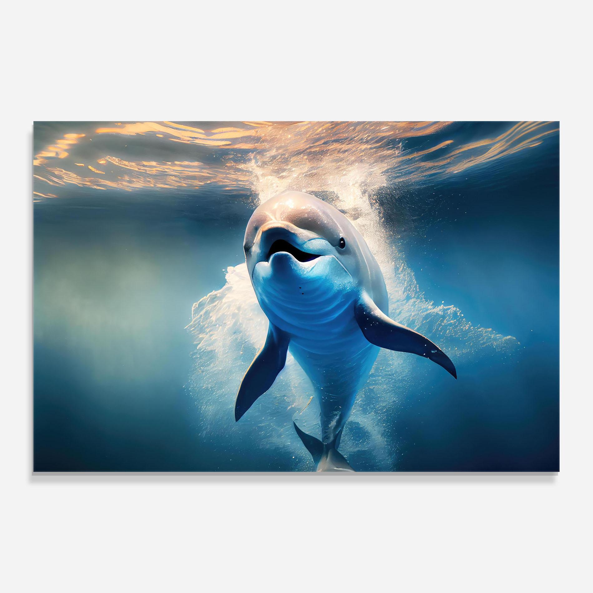 Glasbild Happy Dolphin mockup 0