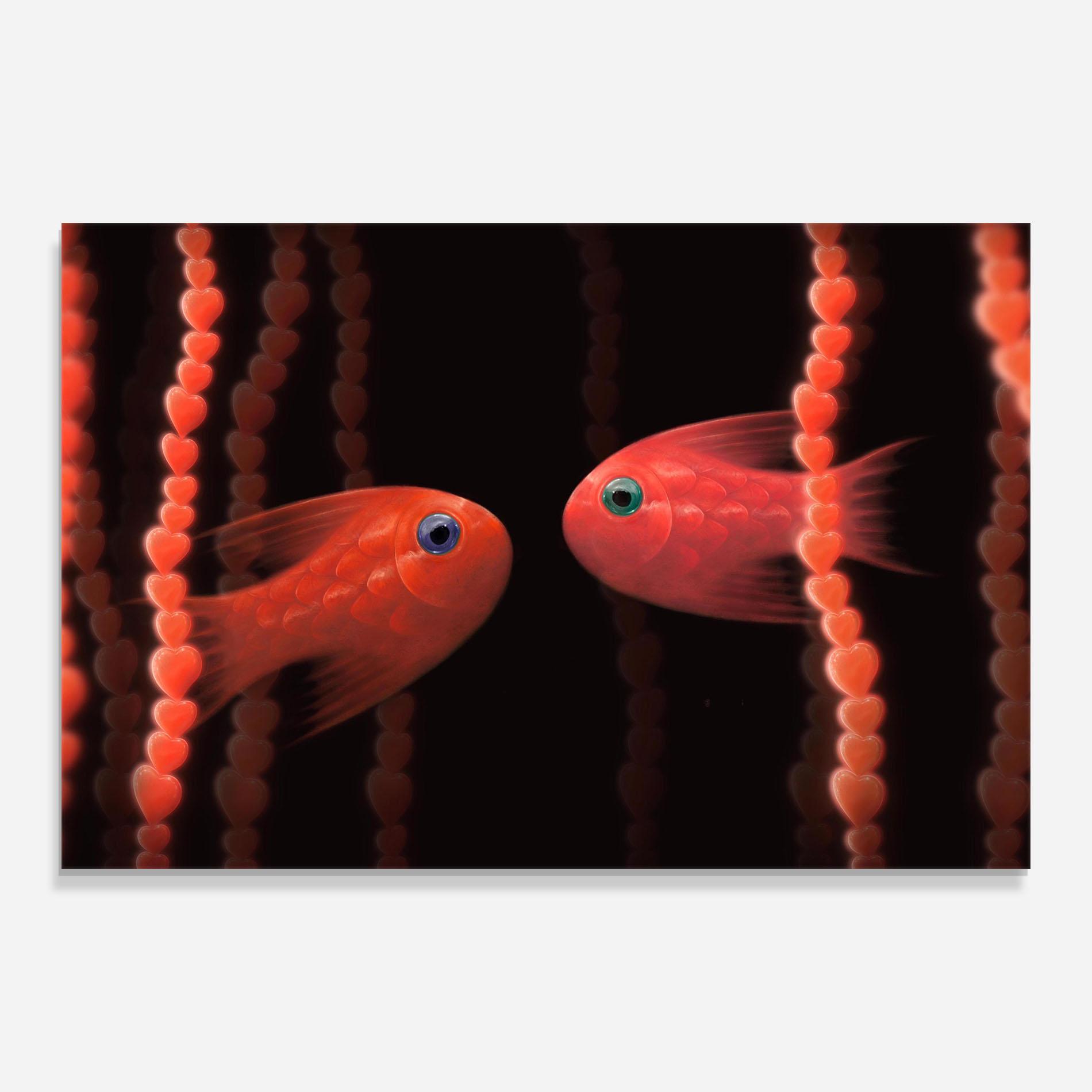 Glasbild Orange Fish Heart mockup 0