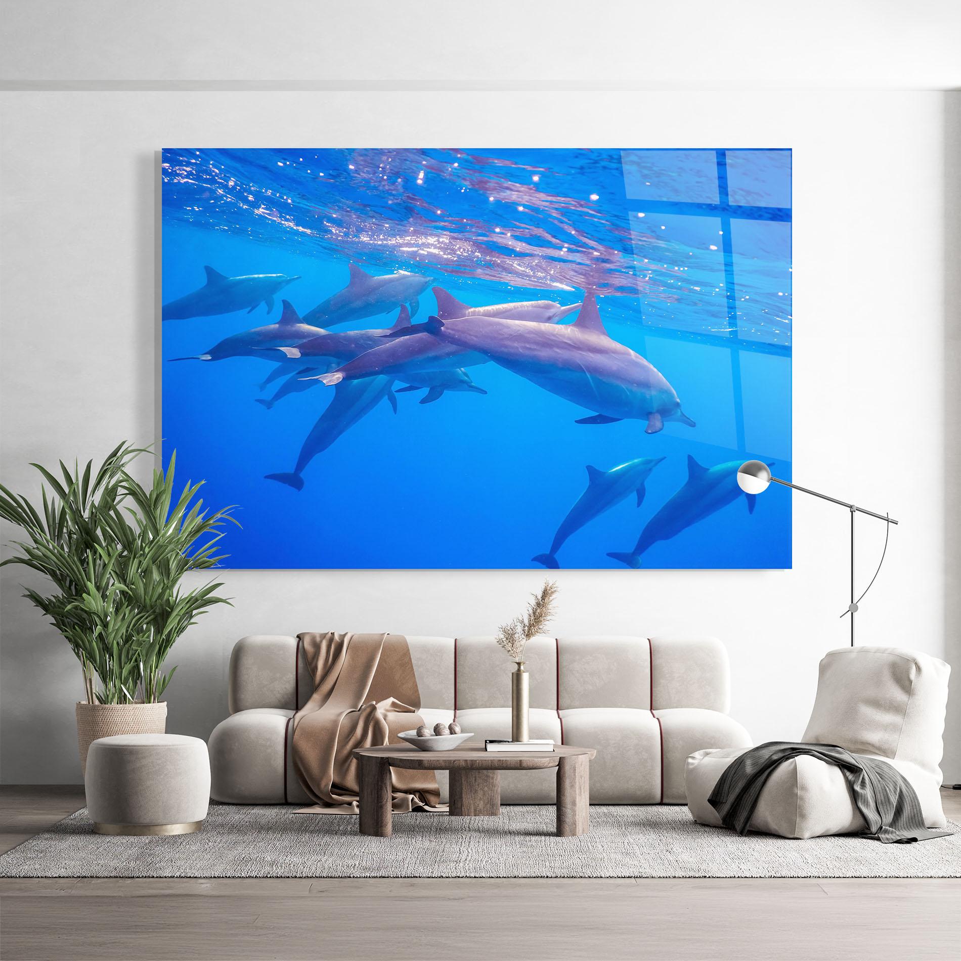 Glasbild Dolphin Family mockup 9
