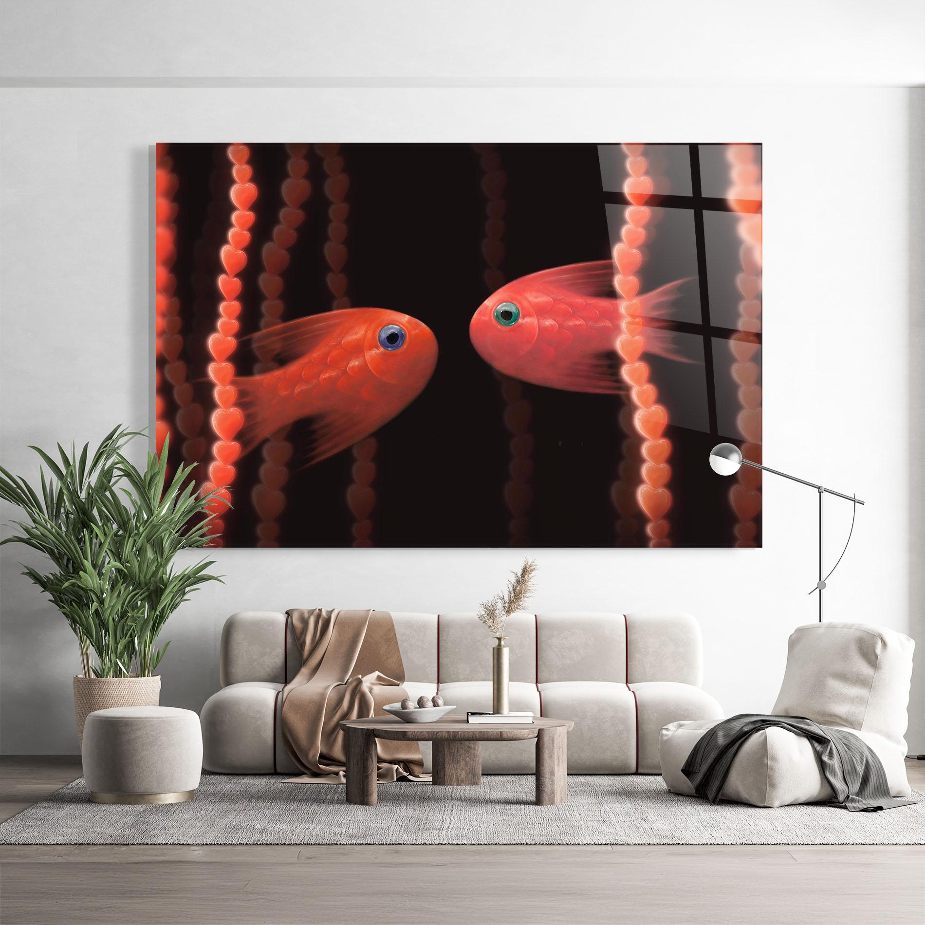 Glasbild Orange Fish Heart mockup 9