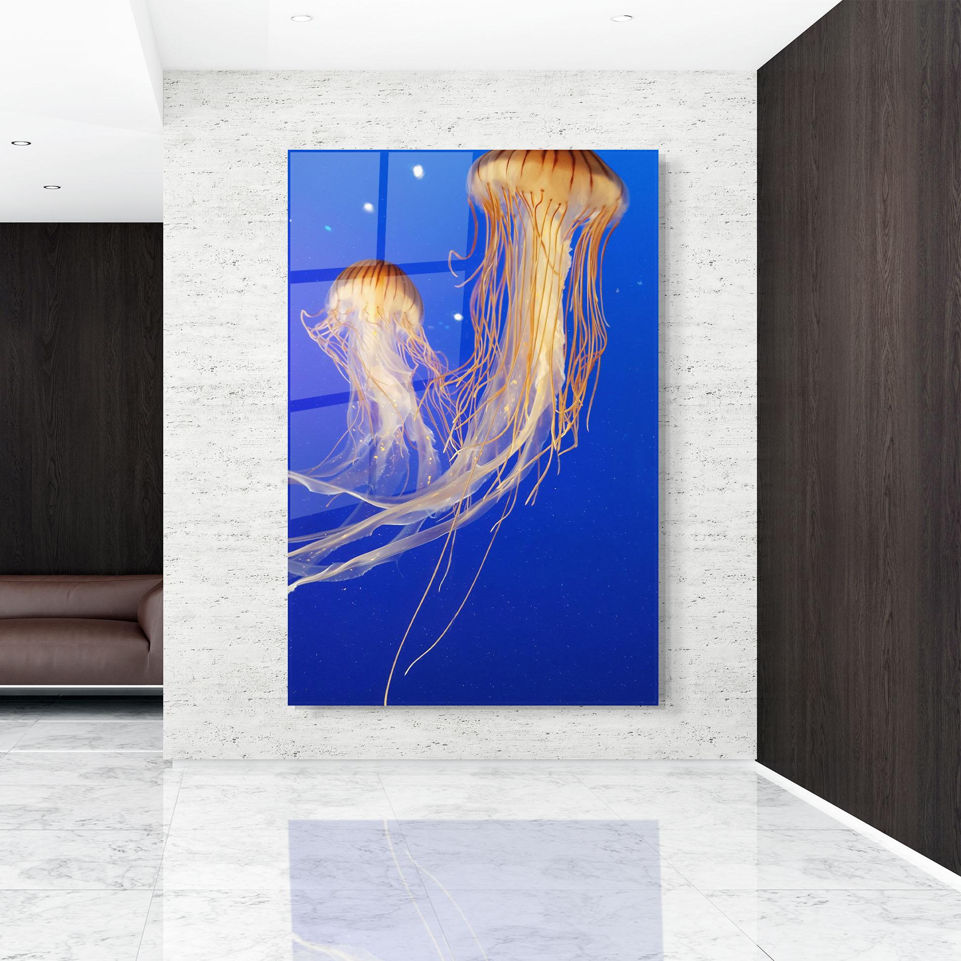 Glasbild Light Orange Jellyfish mockup 9