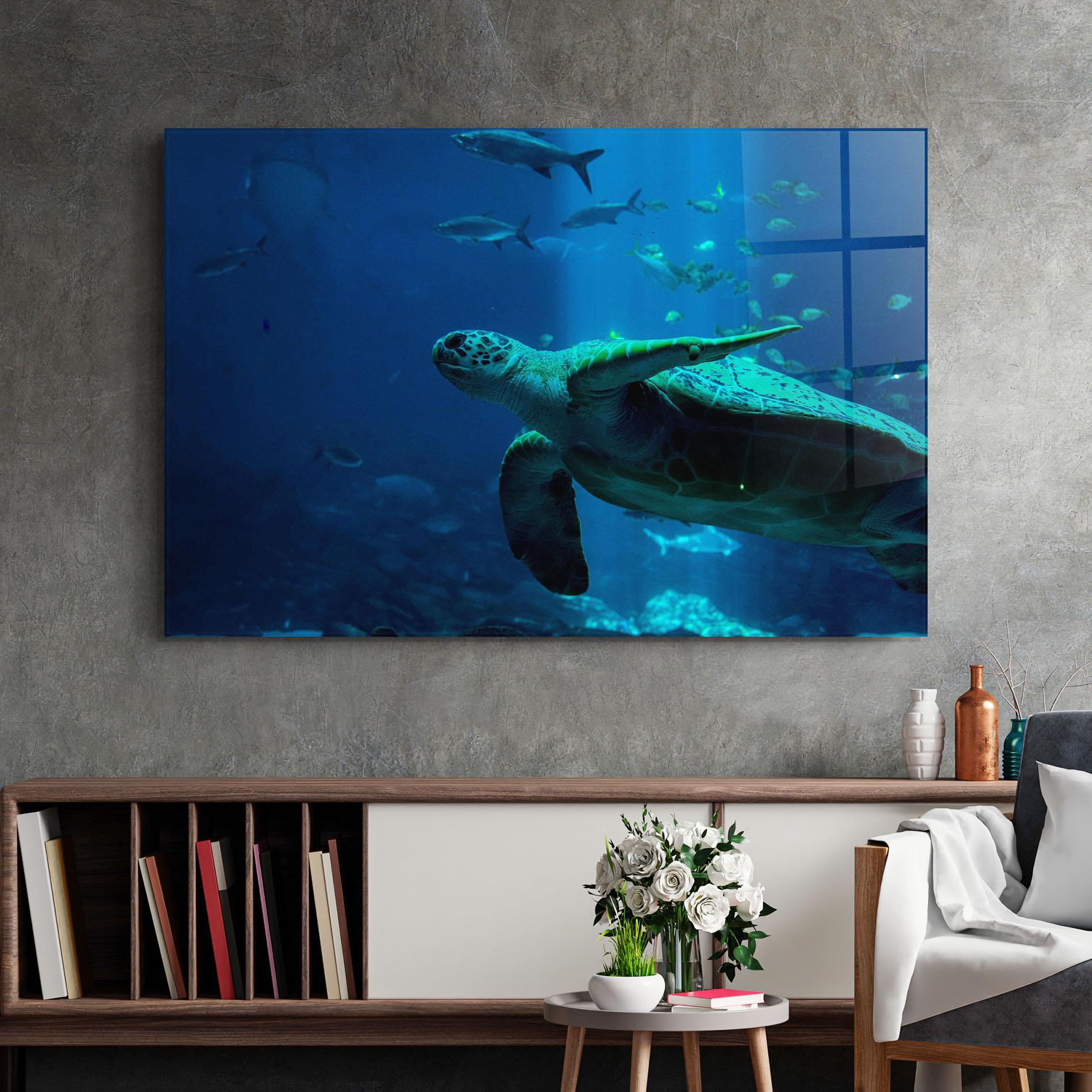Glasbild Green Turtule mockup 2