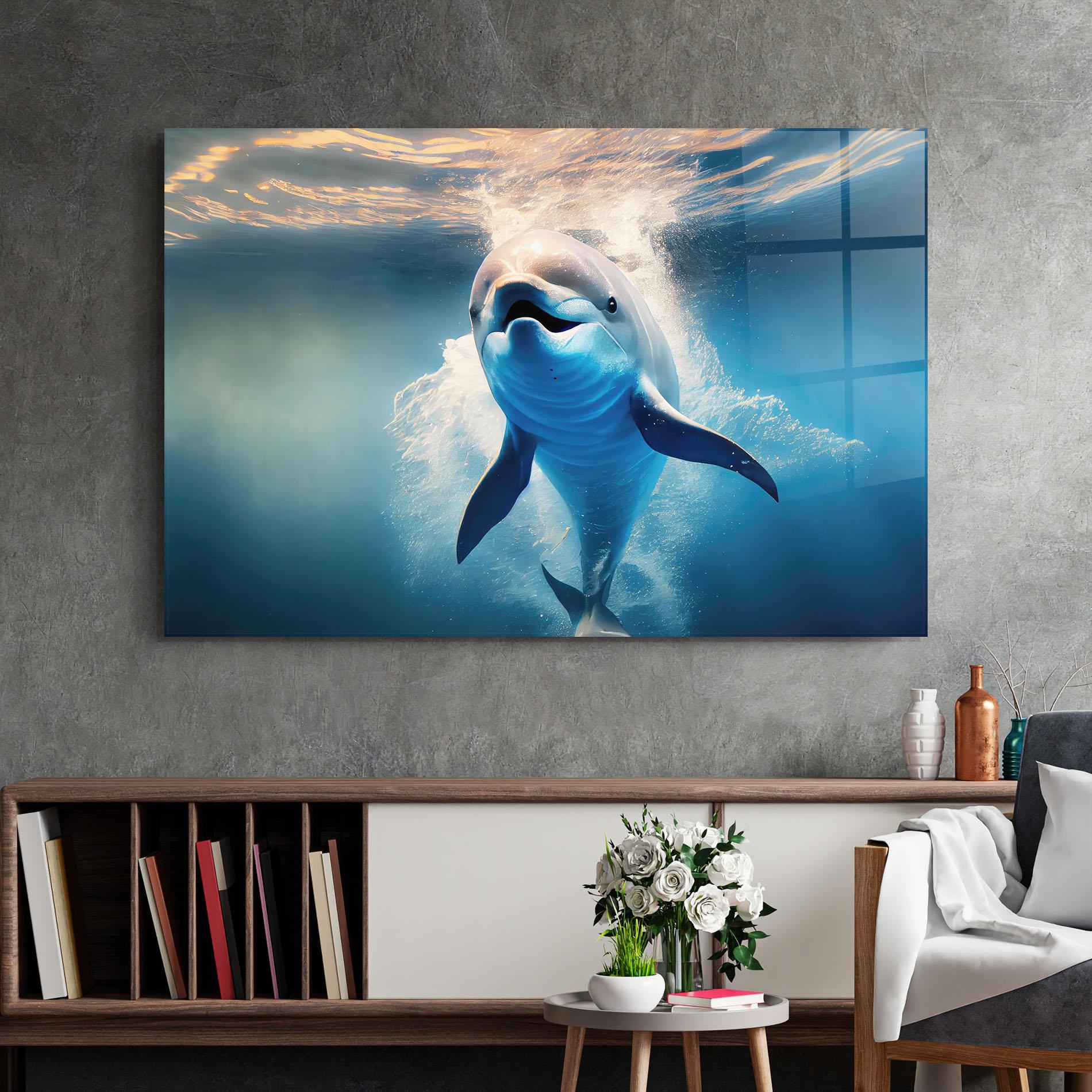 Glasbild Happy Dolphin mockup 2