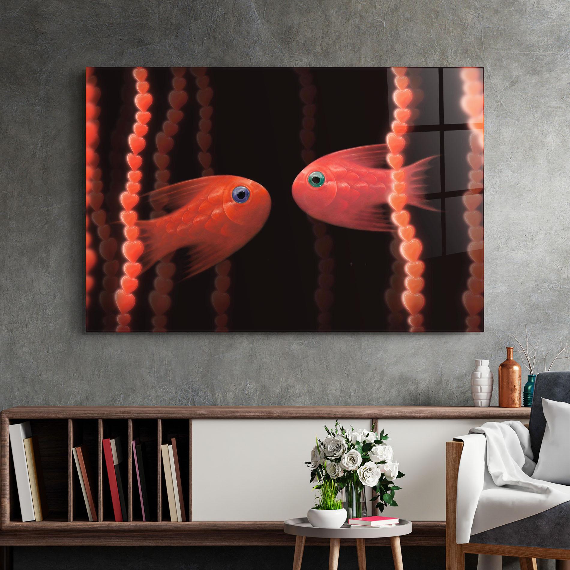 Glasbild Orange Fish Heart mockup 2