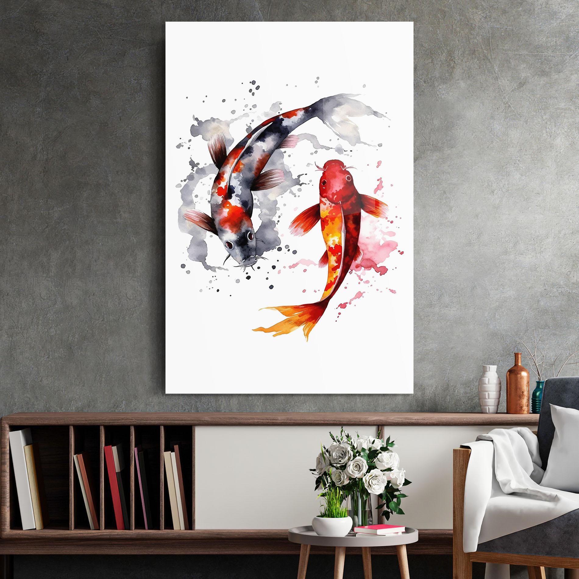 Glasbild Beautiful Koi mockup 2