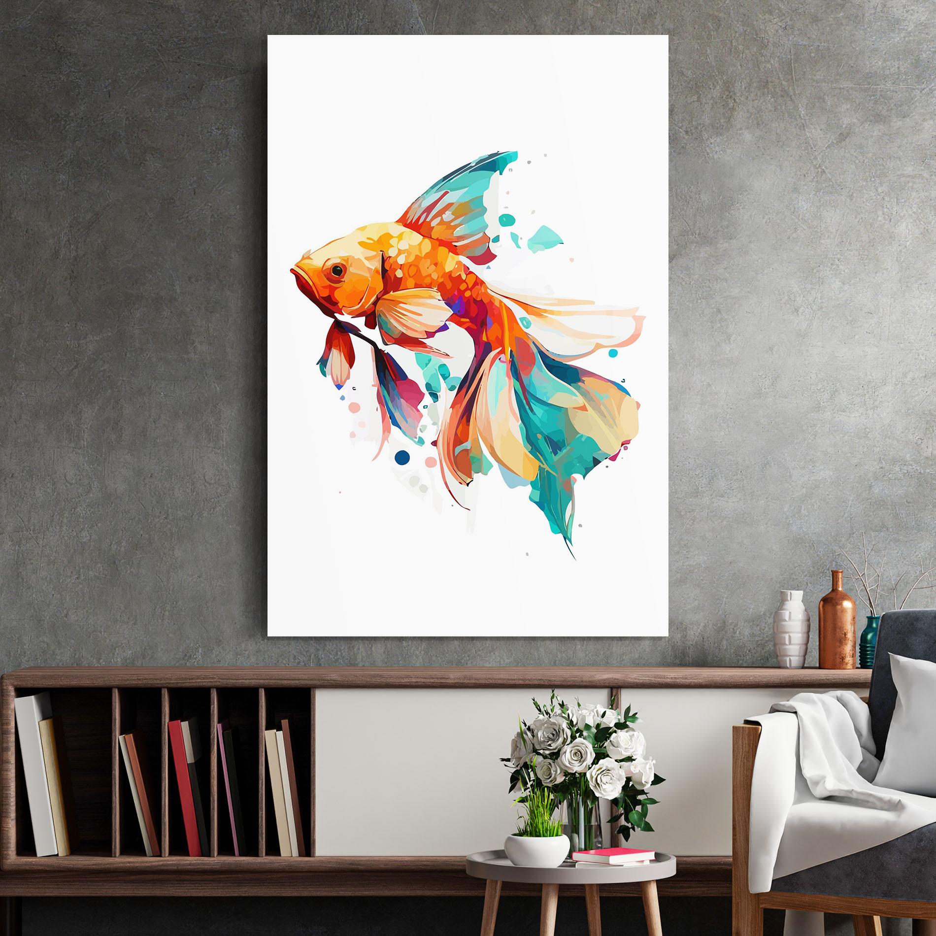 Glasbild Blue Orange Fish mockup 2