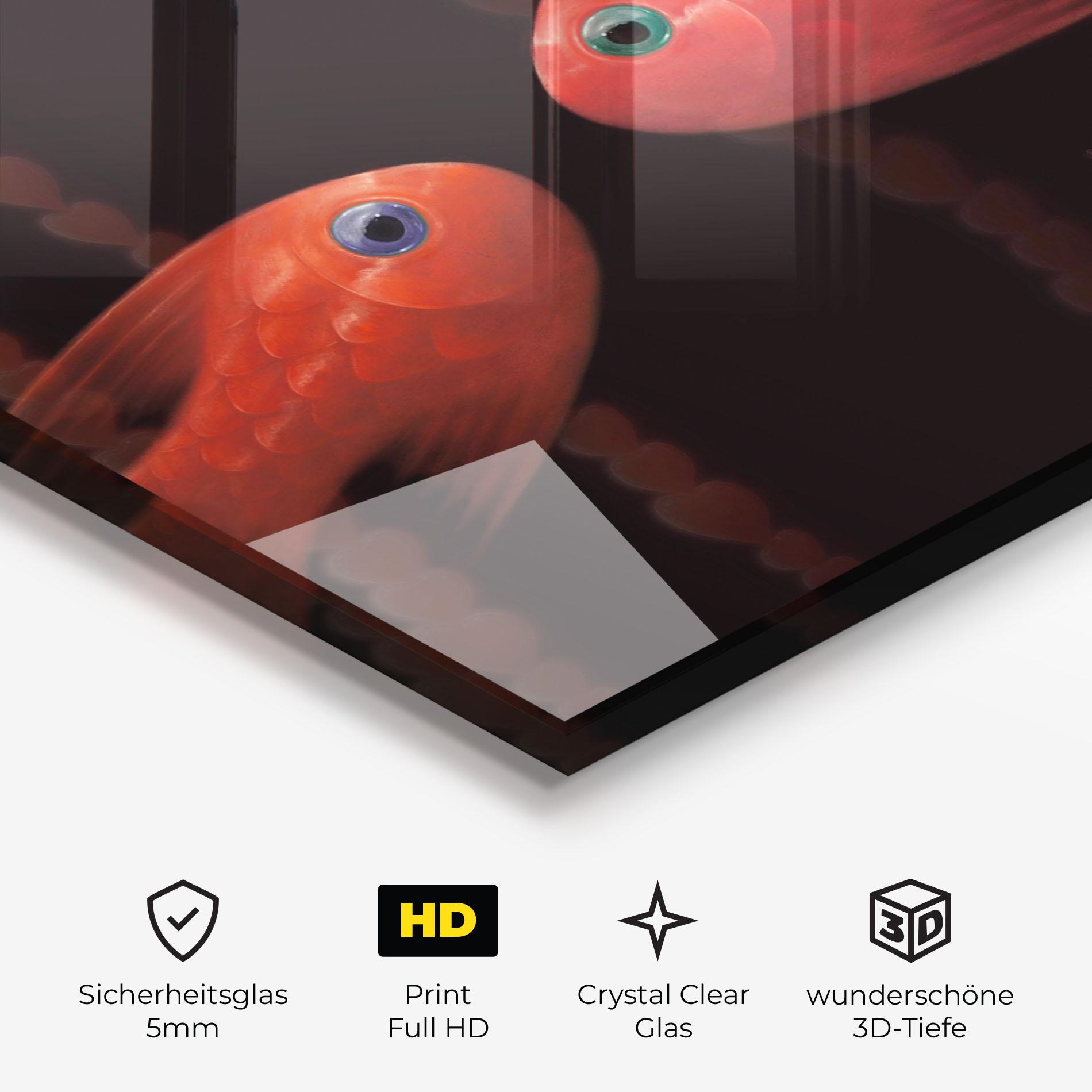 Glasbild Orange Fish Heart mockup 3