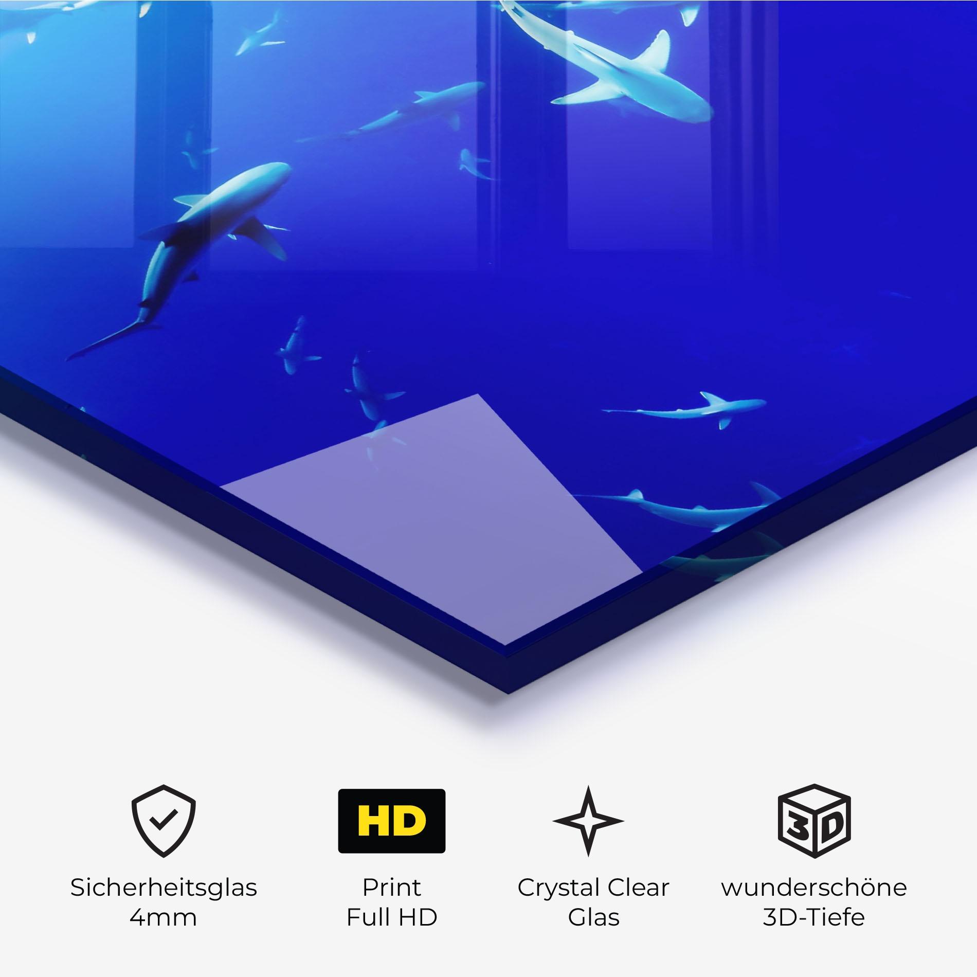 Glasbild Baby Sharks mockup 3