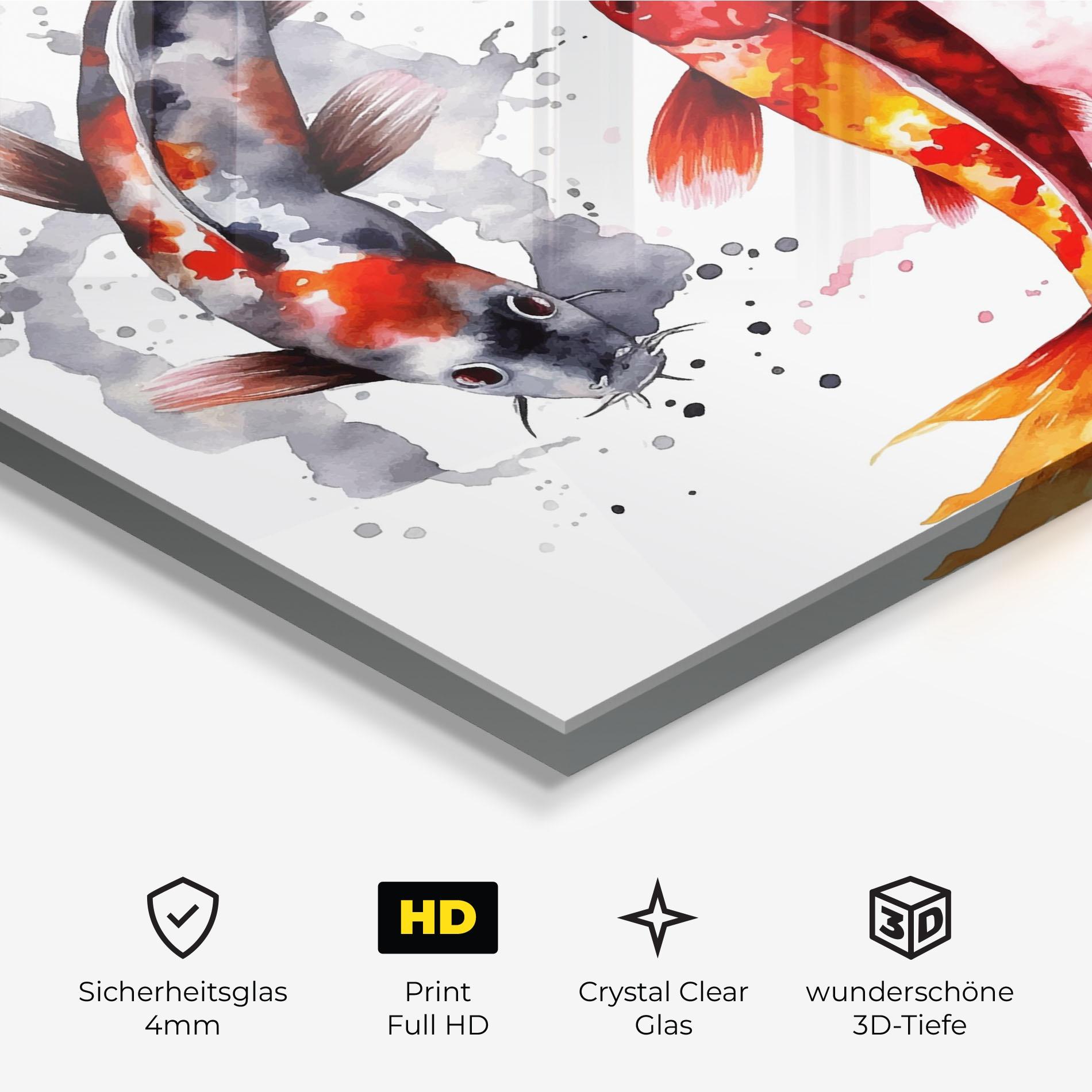 Glasbild Beautiful Koi mockup 3