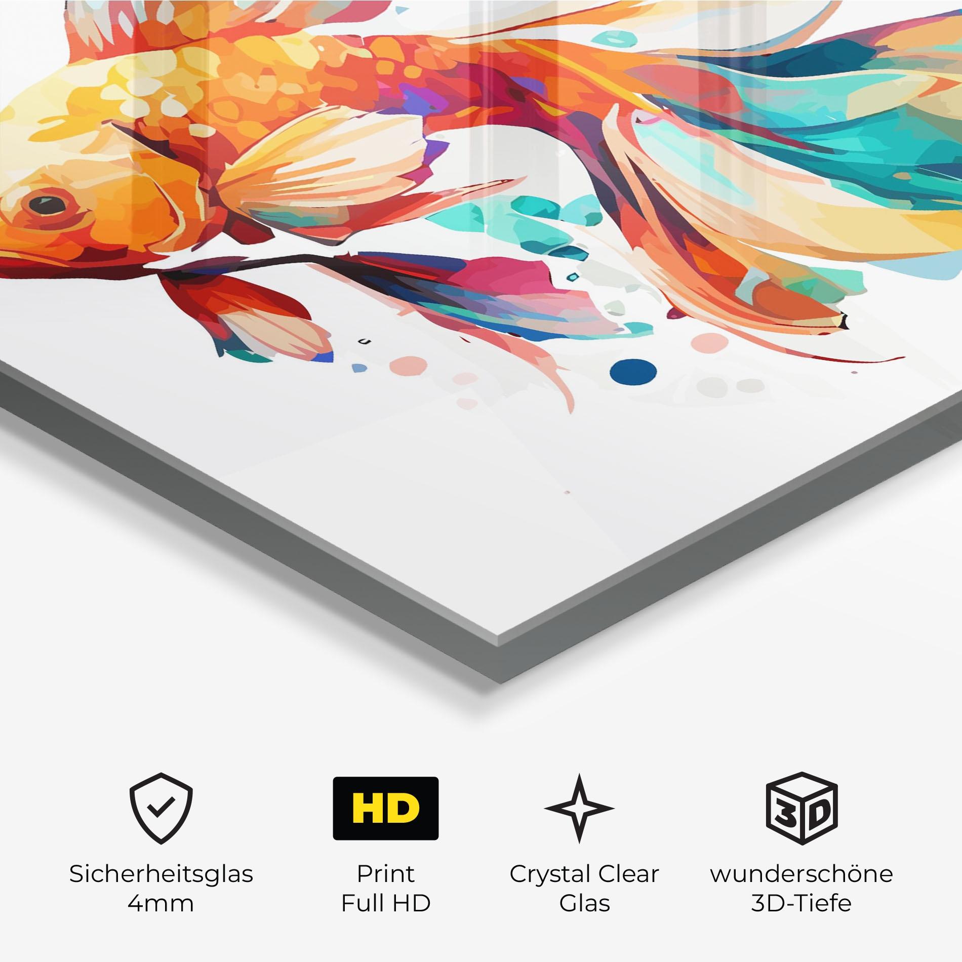 Glasbild Blue Orange Fish mockup 3