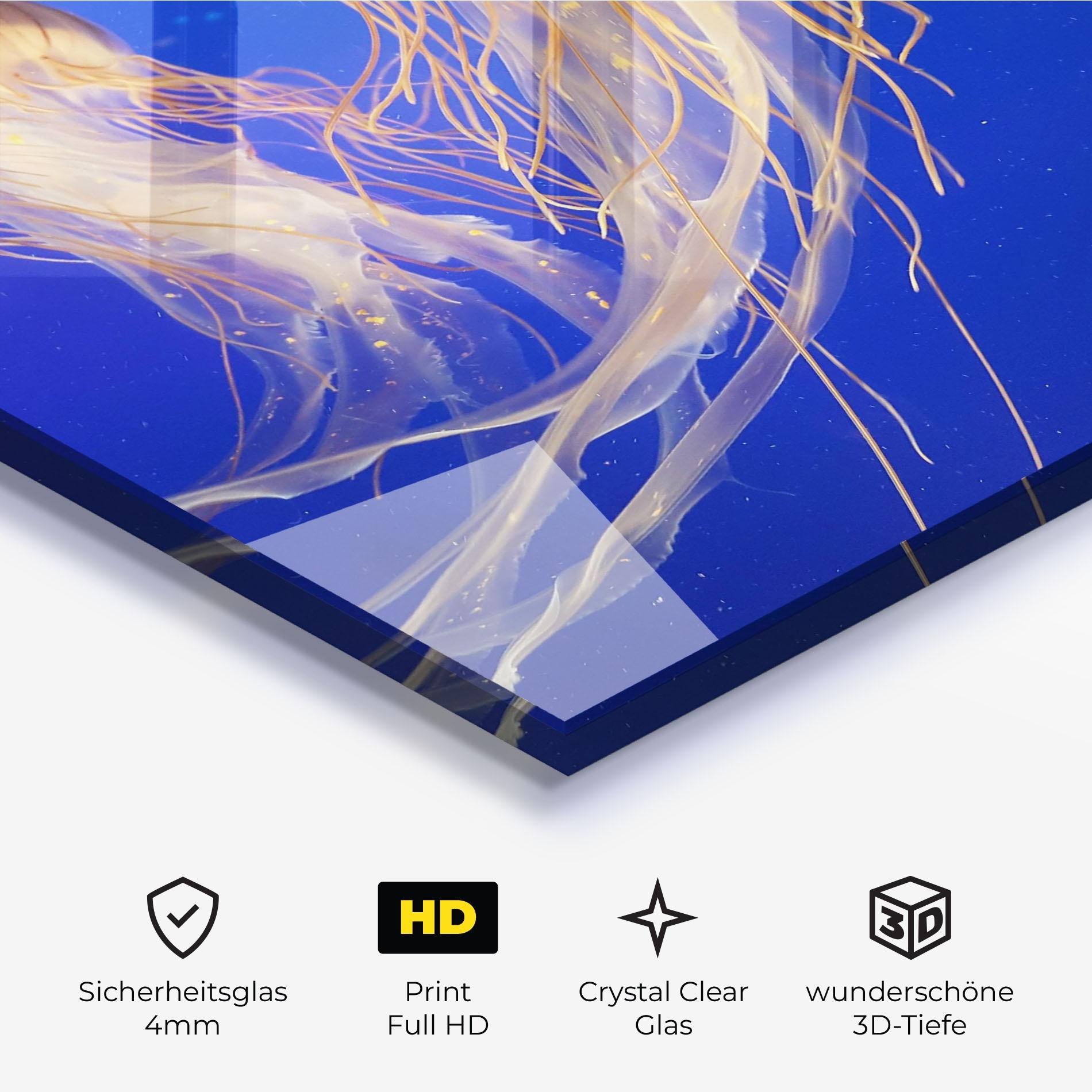 Glasbild Light Orange Jellyfish mockup 3