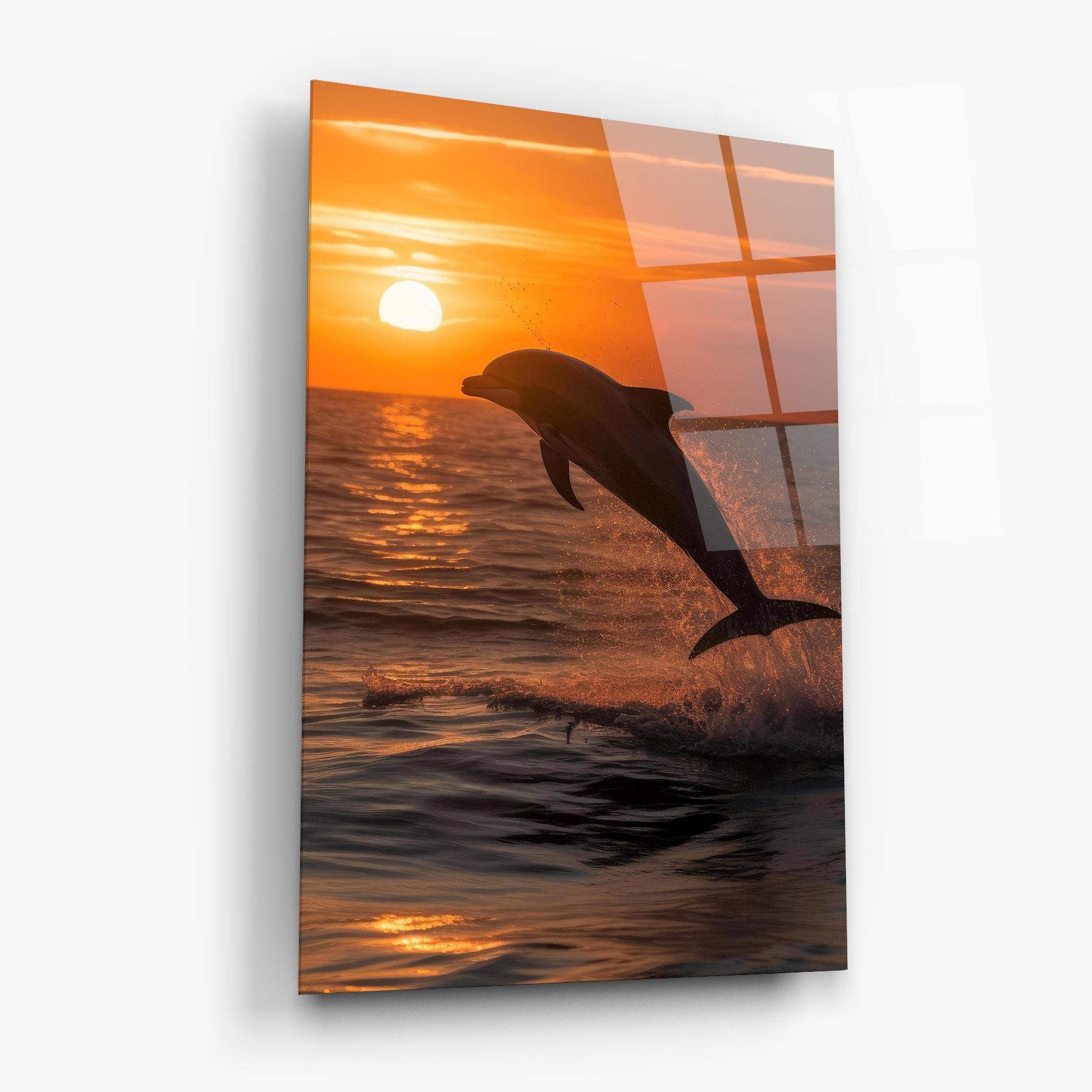 Glasbild Dolphin Jump mockup 6