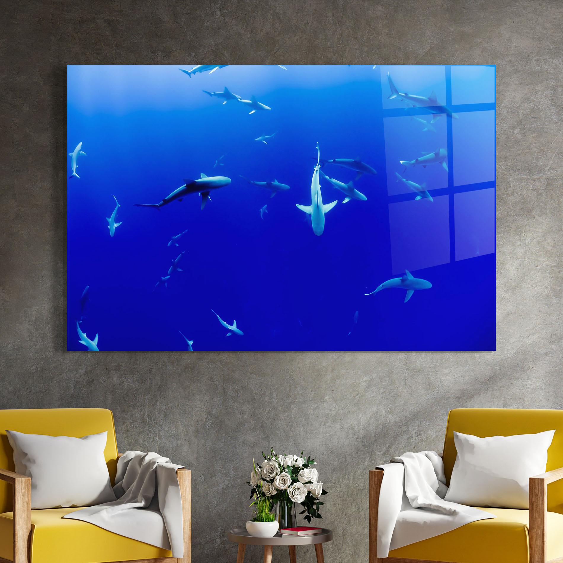 Glasbild Baby Sharks mockup 4