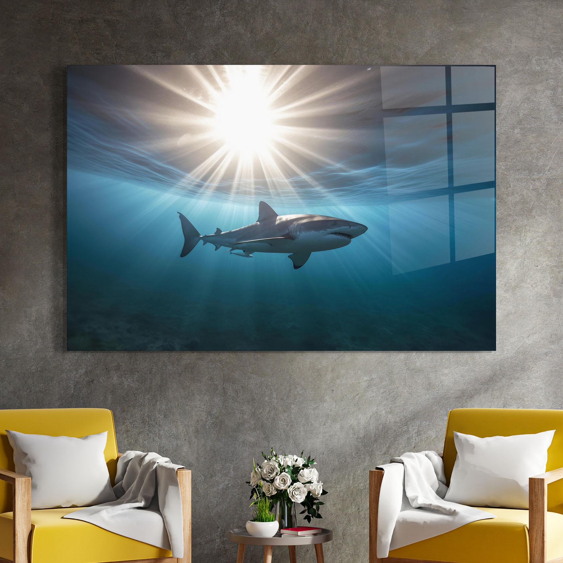 Glasbild Big Shark mockup 4