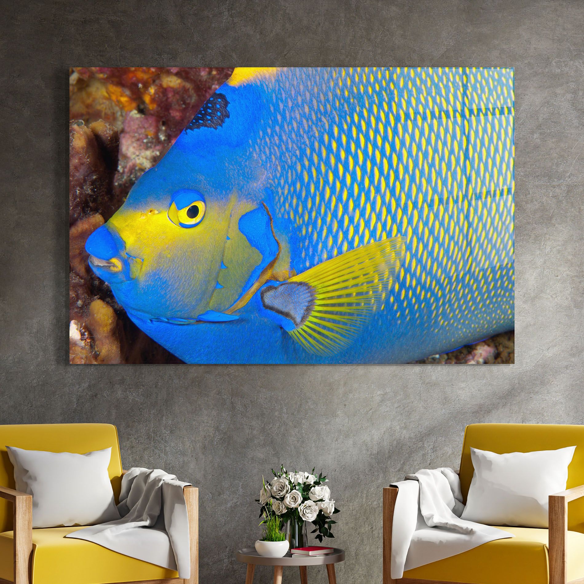 Blue Yellow Fish mockup 4