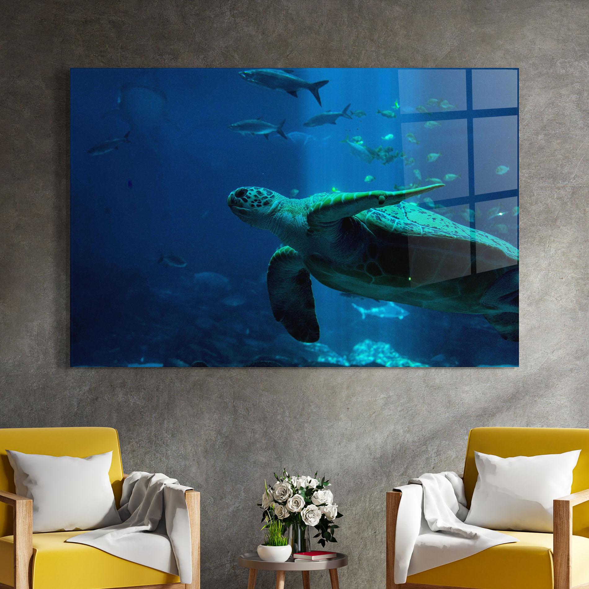 Glasbild Green Turtule mockup 4