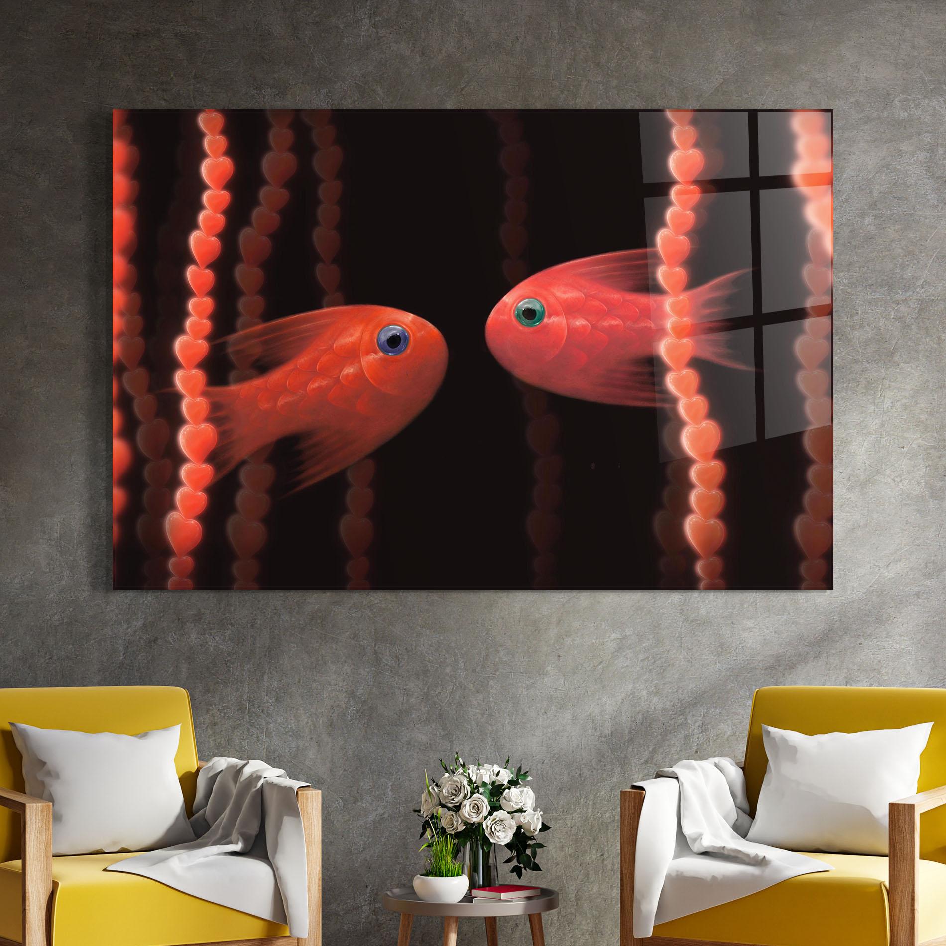 Glasbild Orange Fish Heart mockup 4