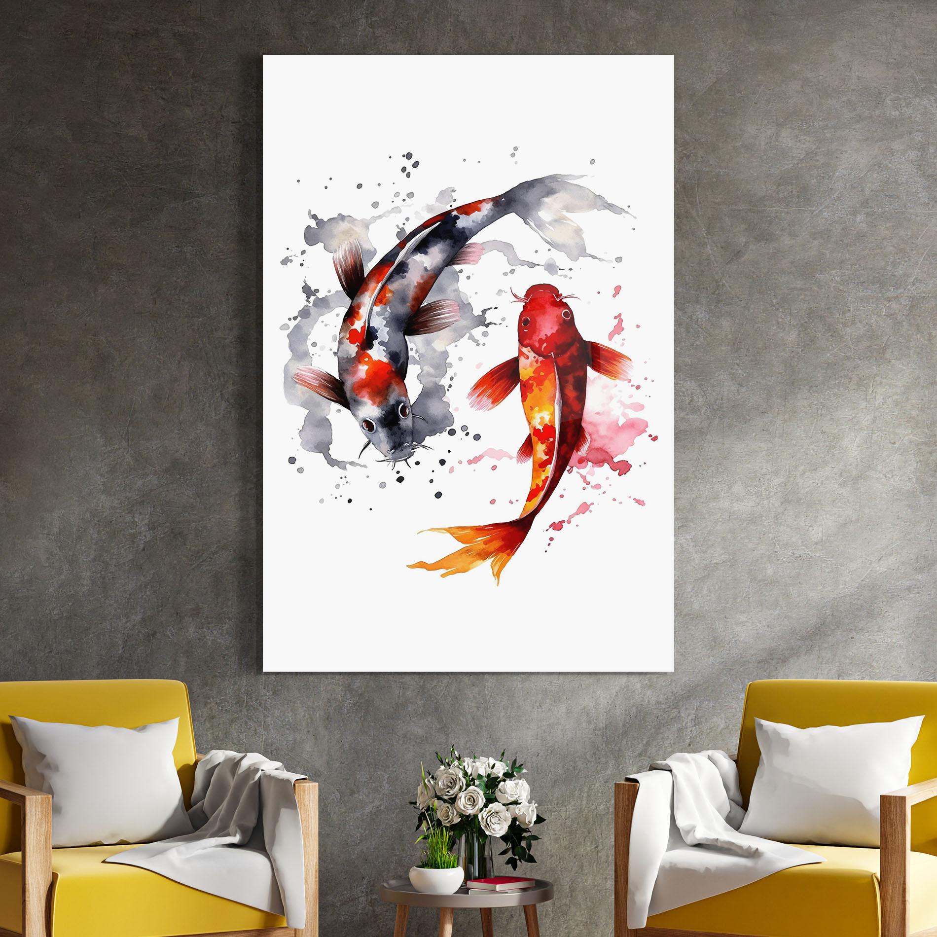 Glasbild Beautiful Koi mockup 4