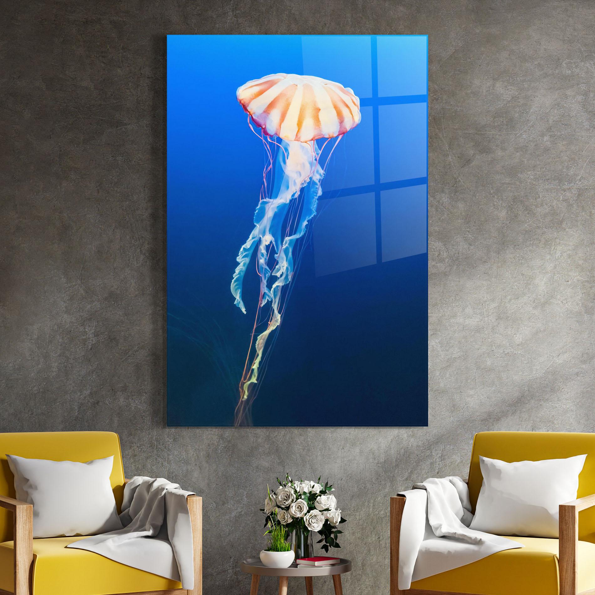 Glasbild Cream Jellyfish mockup 4