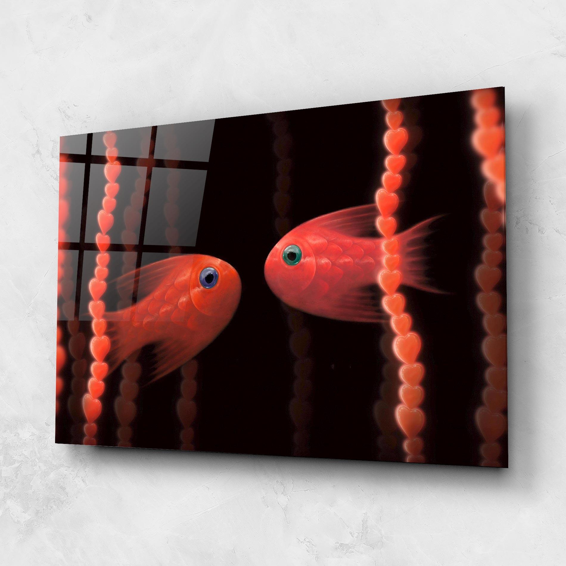 Glasbild Orange Fish Heart mockup 1