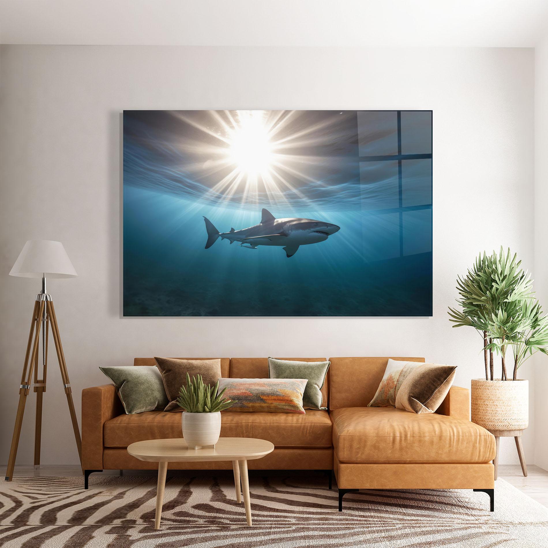 Glasbild Big Shark mockup 7