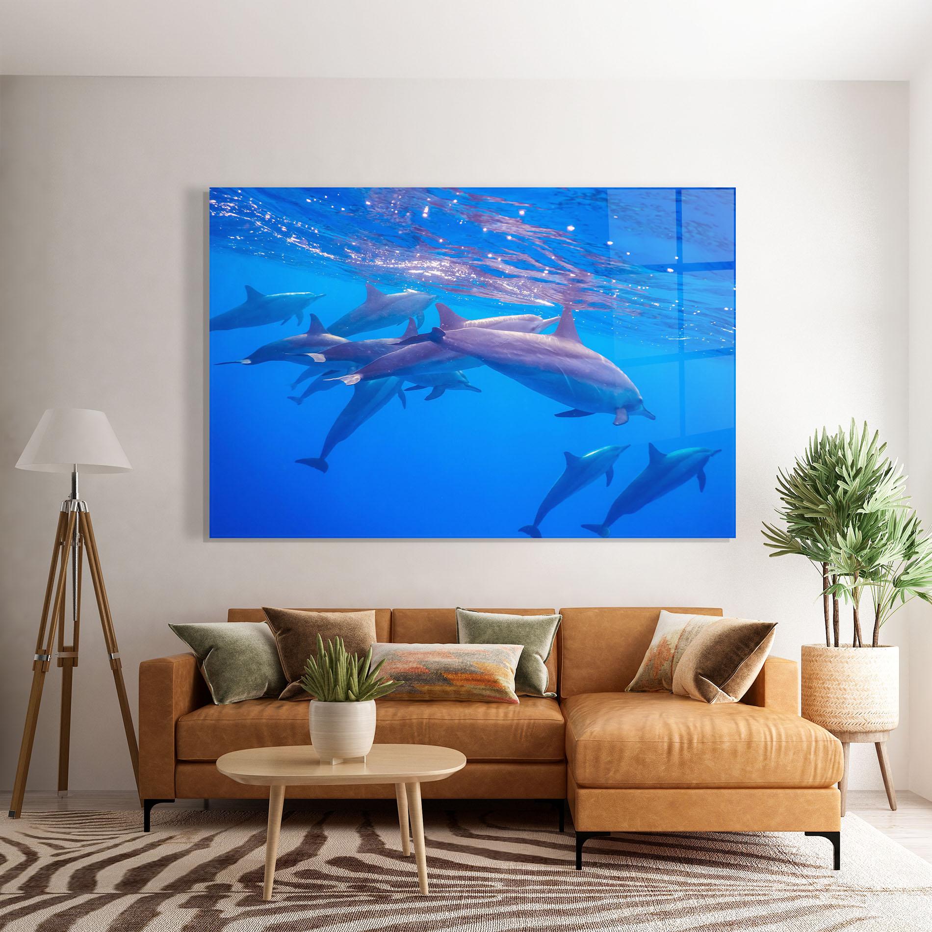 Glasbild Dolphin Family mockup 7