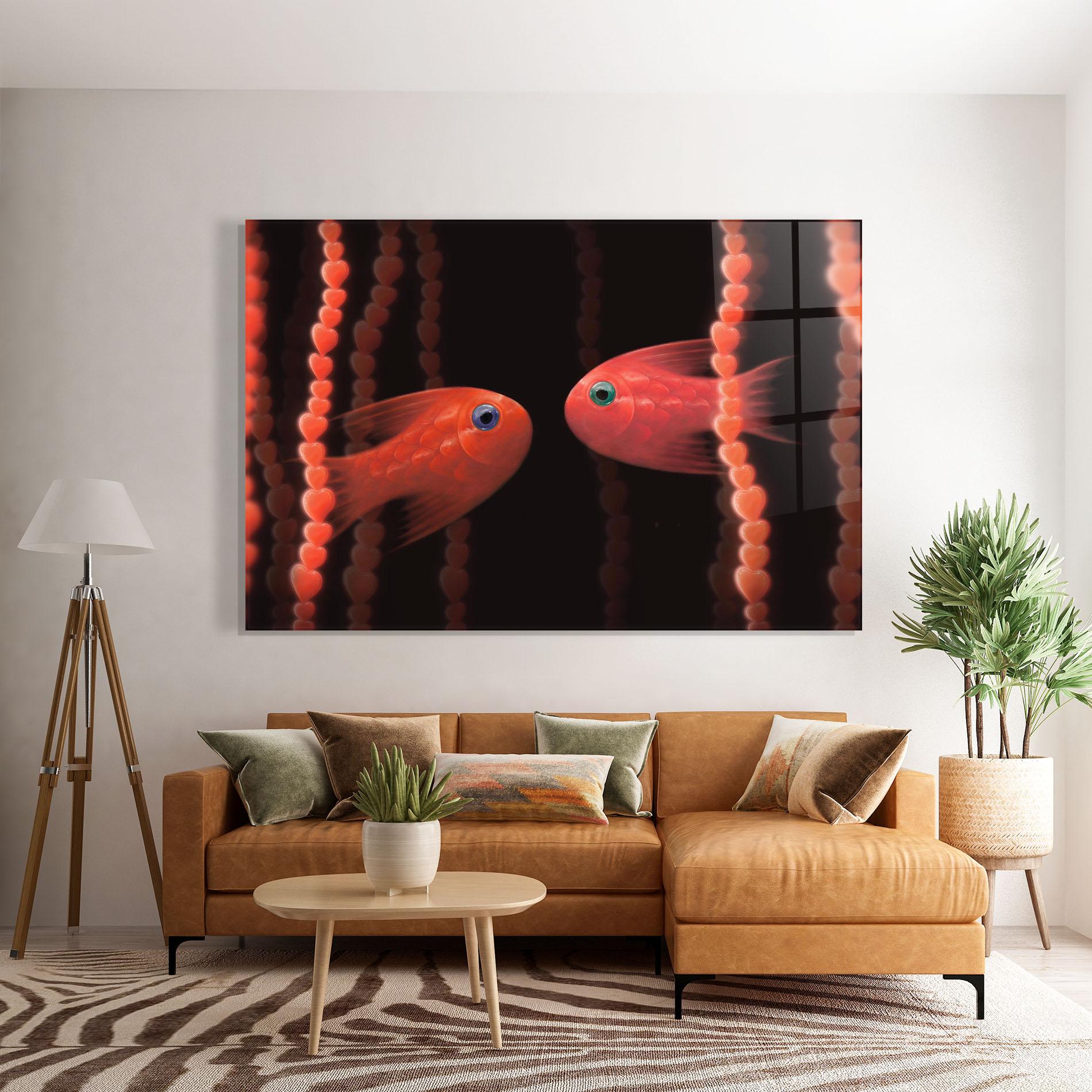 Glasbild Orange Fish Heart mockup 7