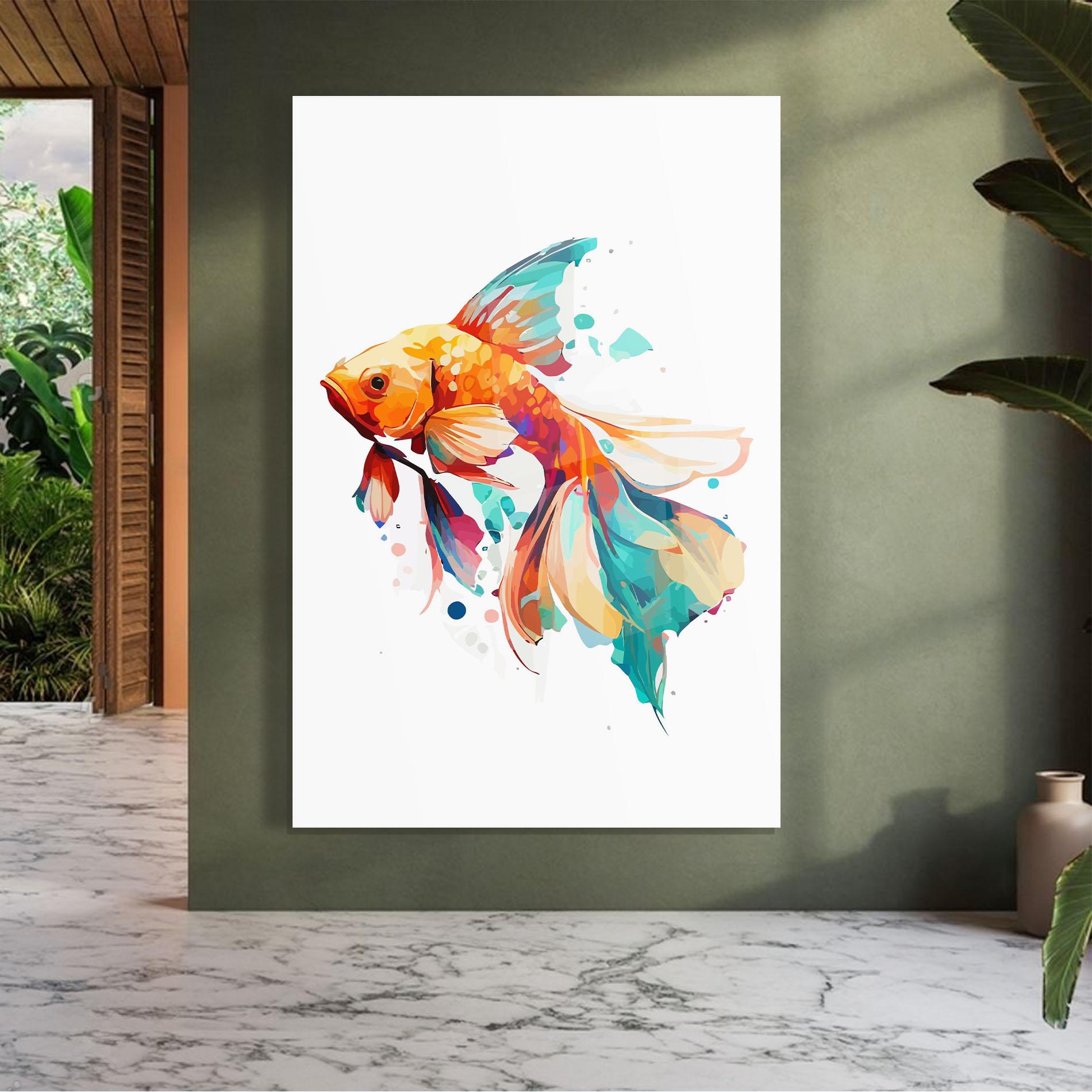 Glasbild Blue Orange Fish mockup 7