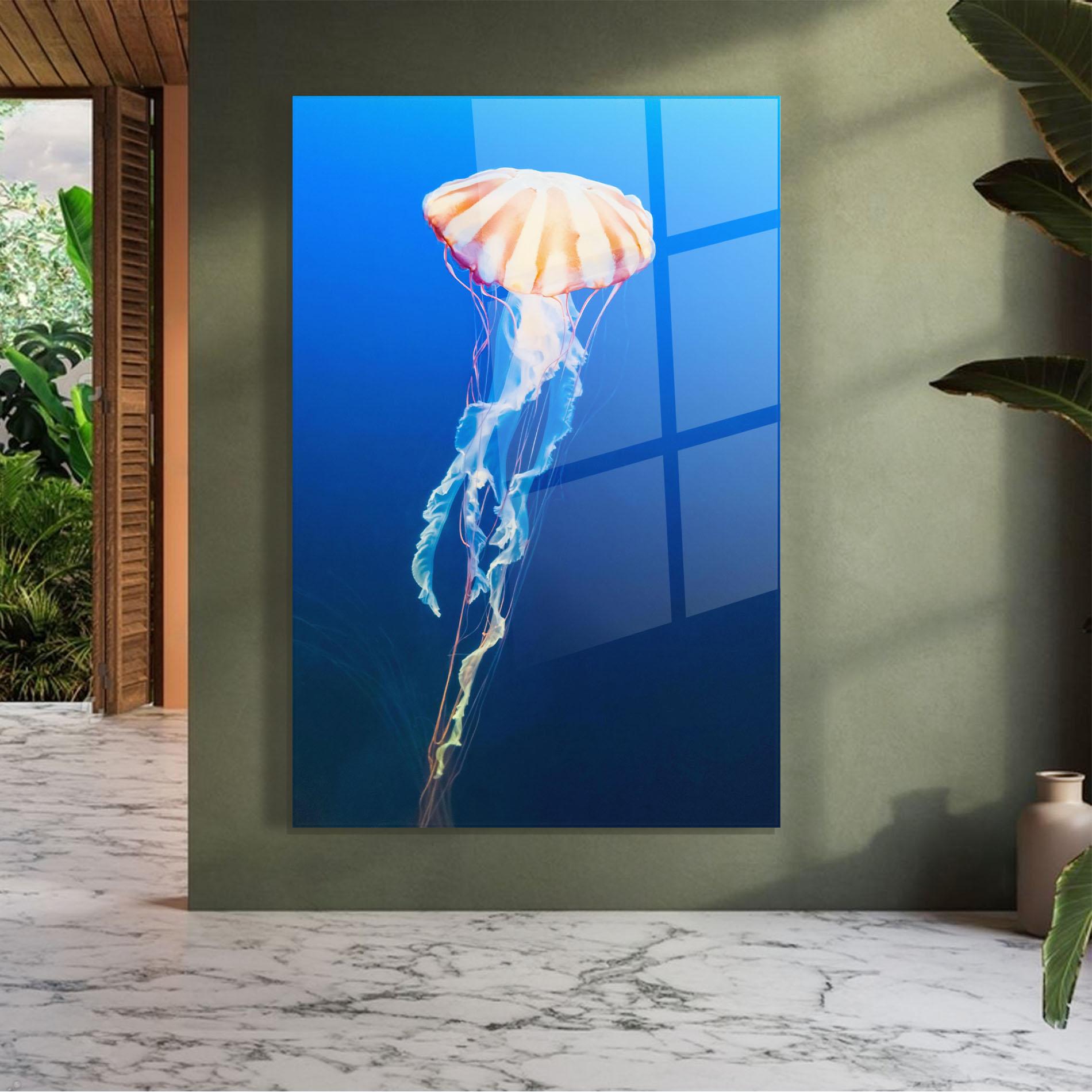 Glasbild Cream Jellyfish mockup 7