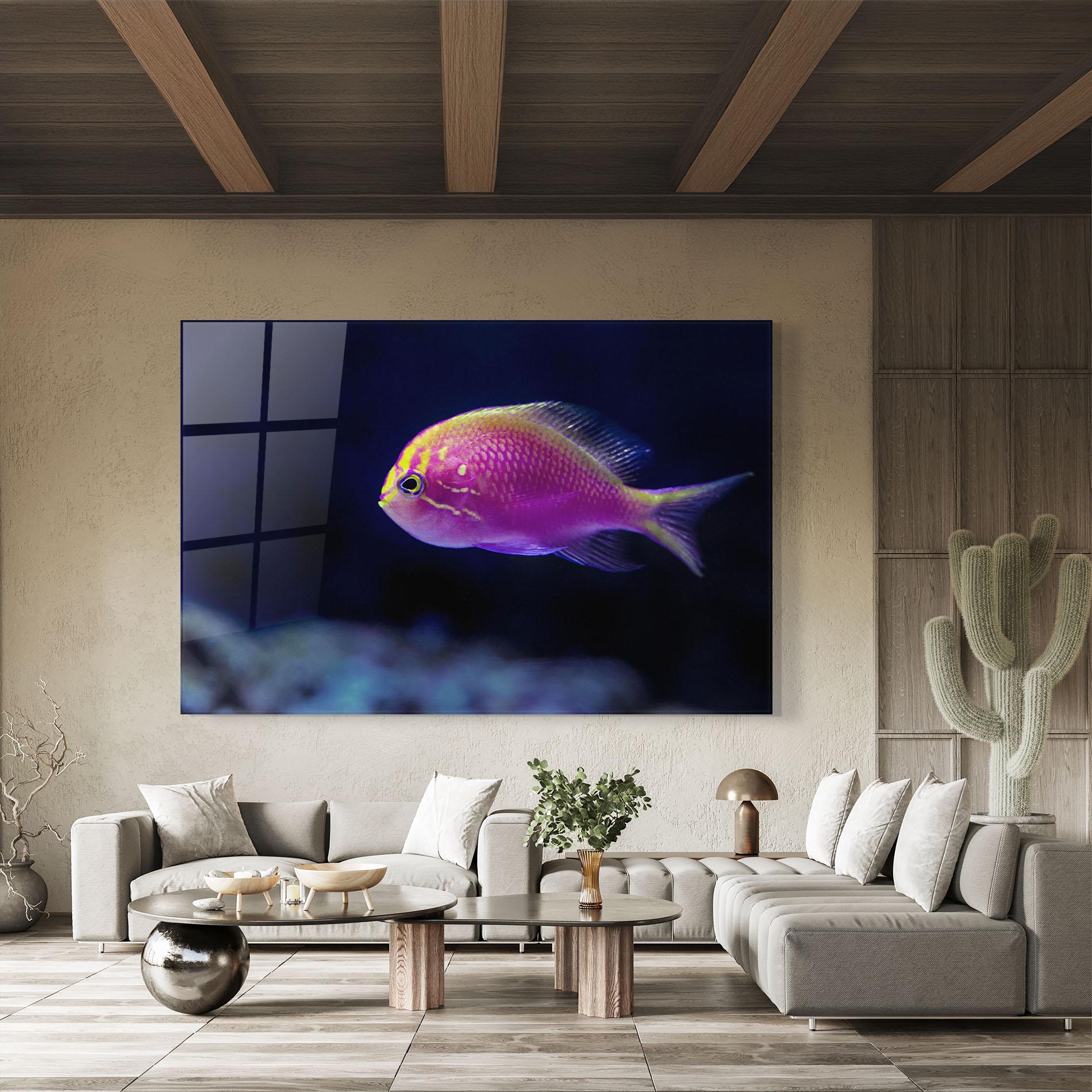 Glasbild Angry Pink Fish mockup 8