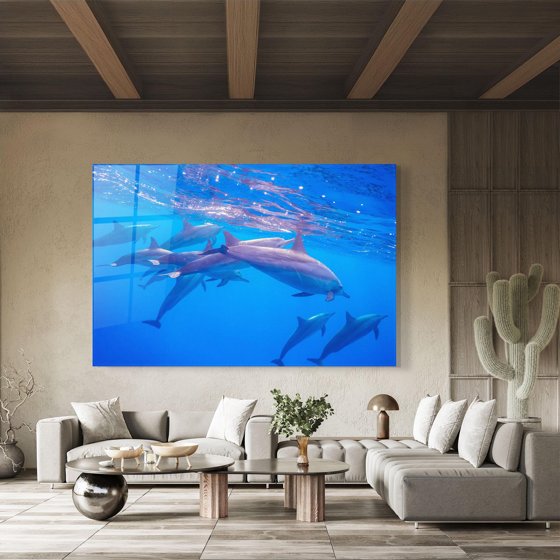 Glasbild Dolphin Family mockup 8