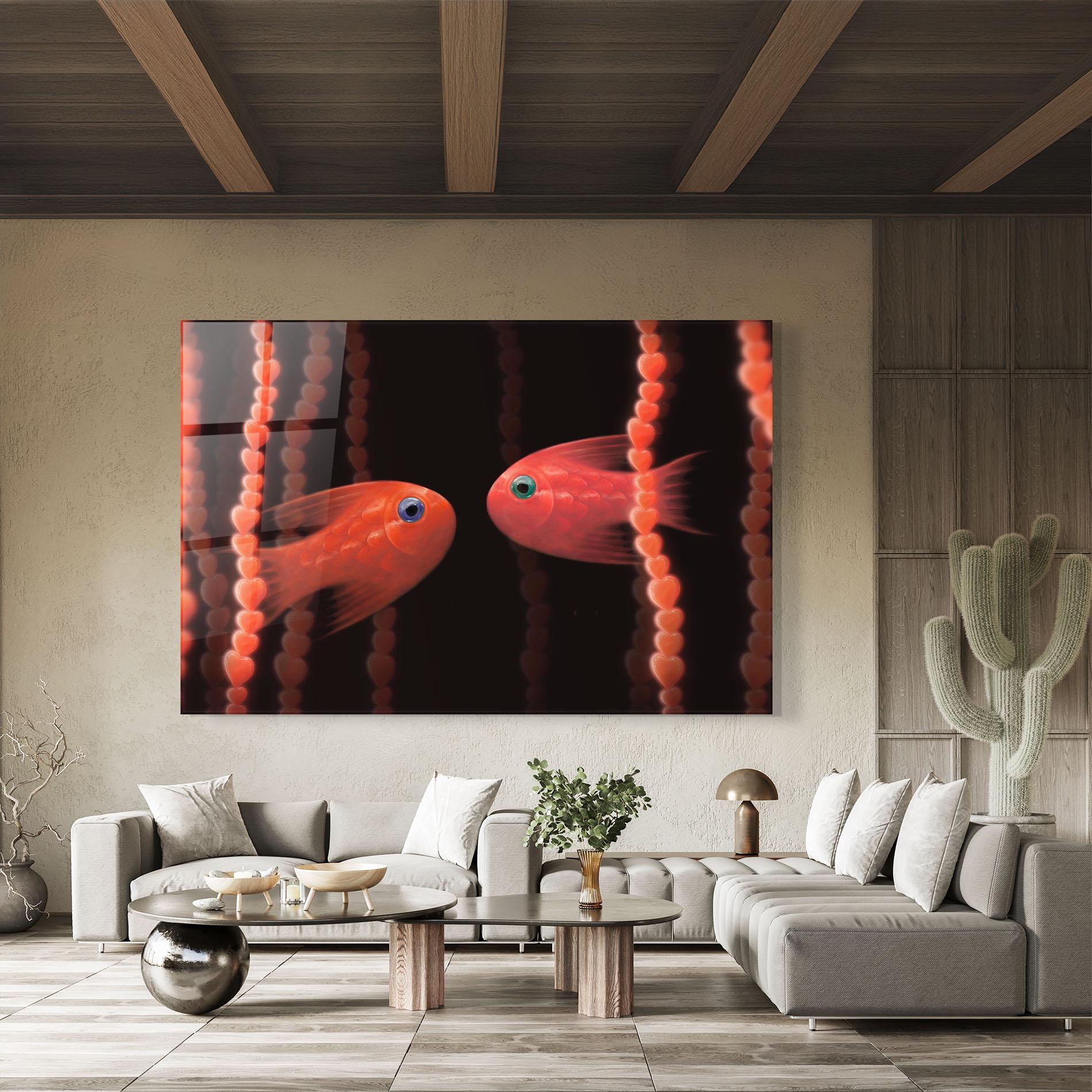 Glasbild Orange Fish Heart mockup 8