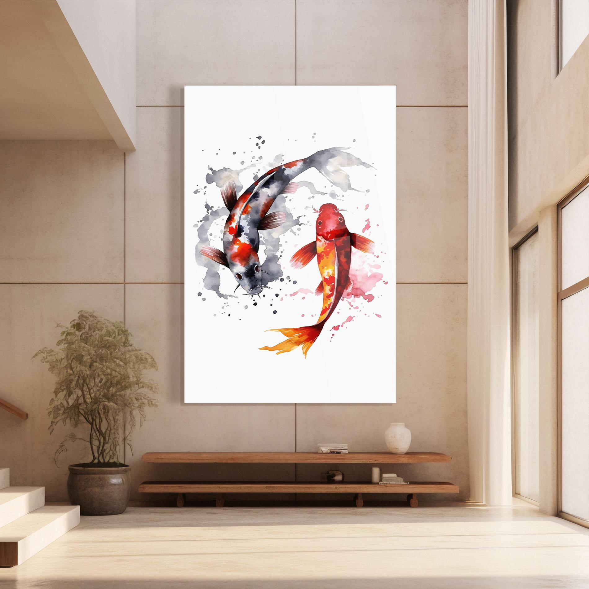 Glasbild Beautiful Koi mockup 8