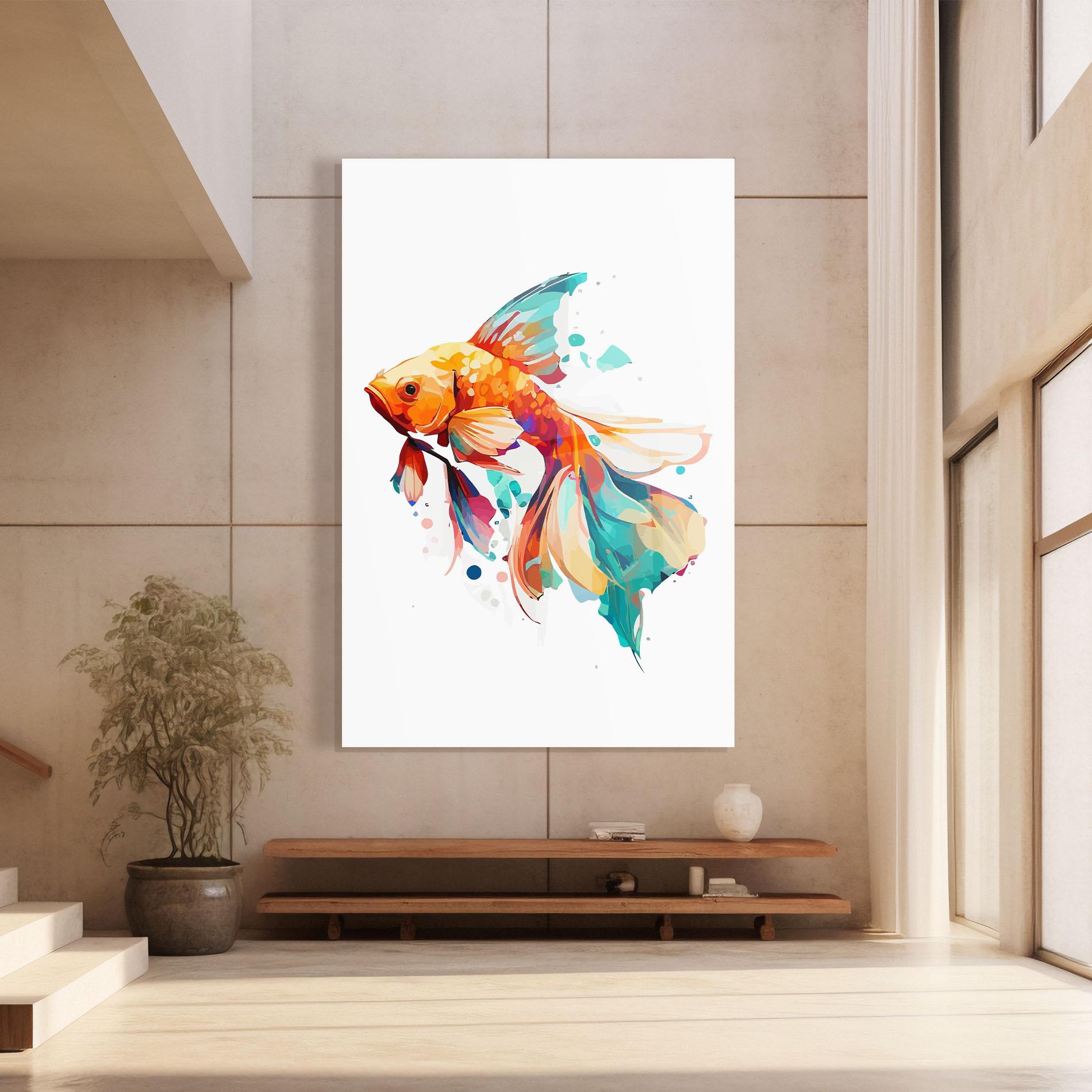 Glasbild Blue Orange Fish mockup 8