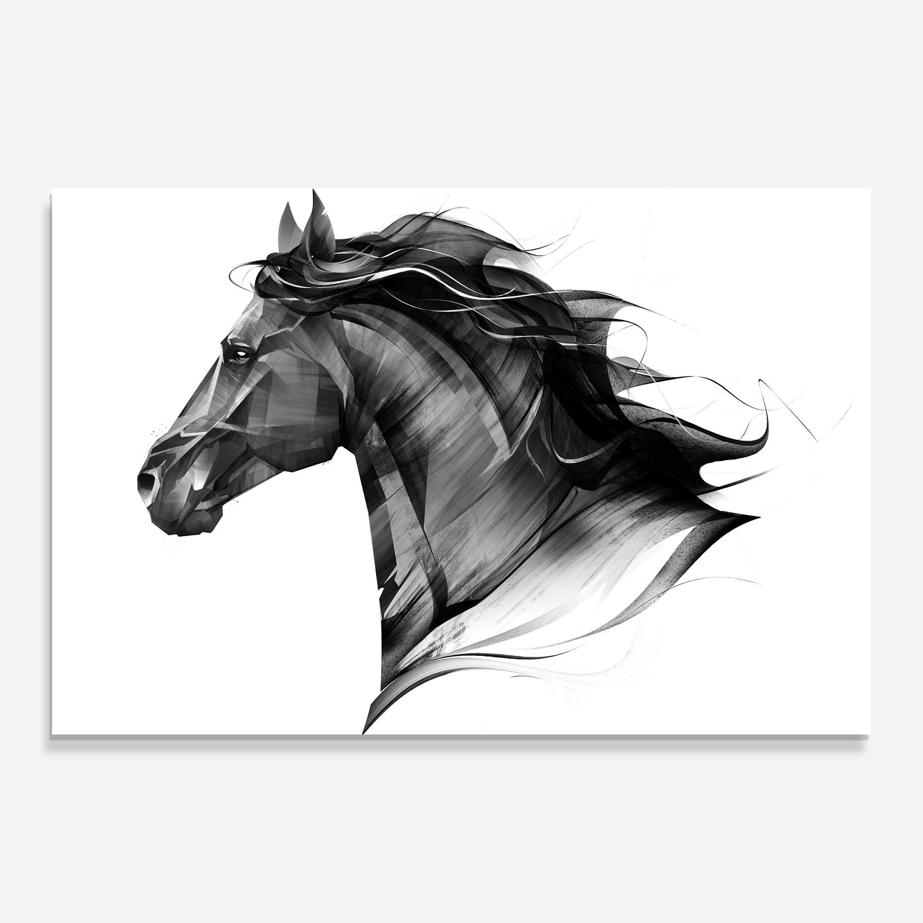 Glasbild Black Portrait Horse mockup 0