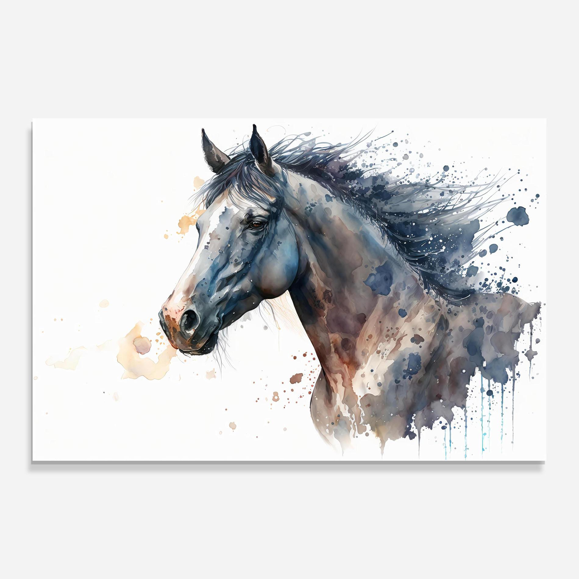 Glasbild Blue Horse Painting mockup 0