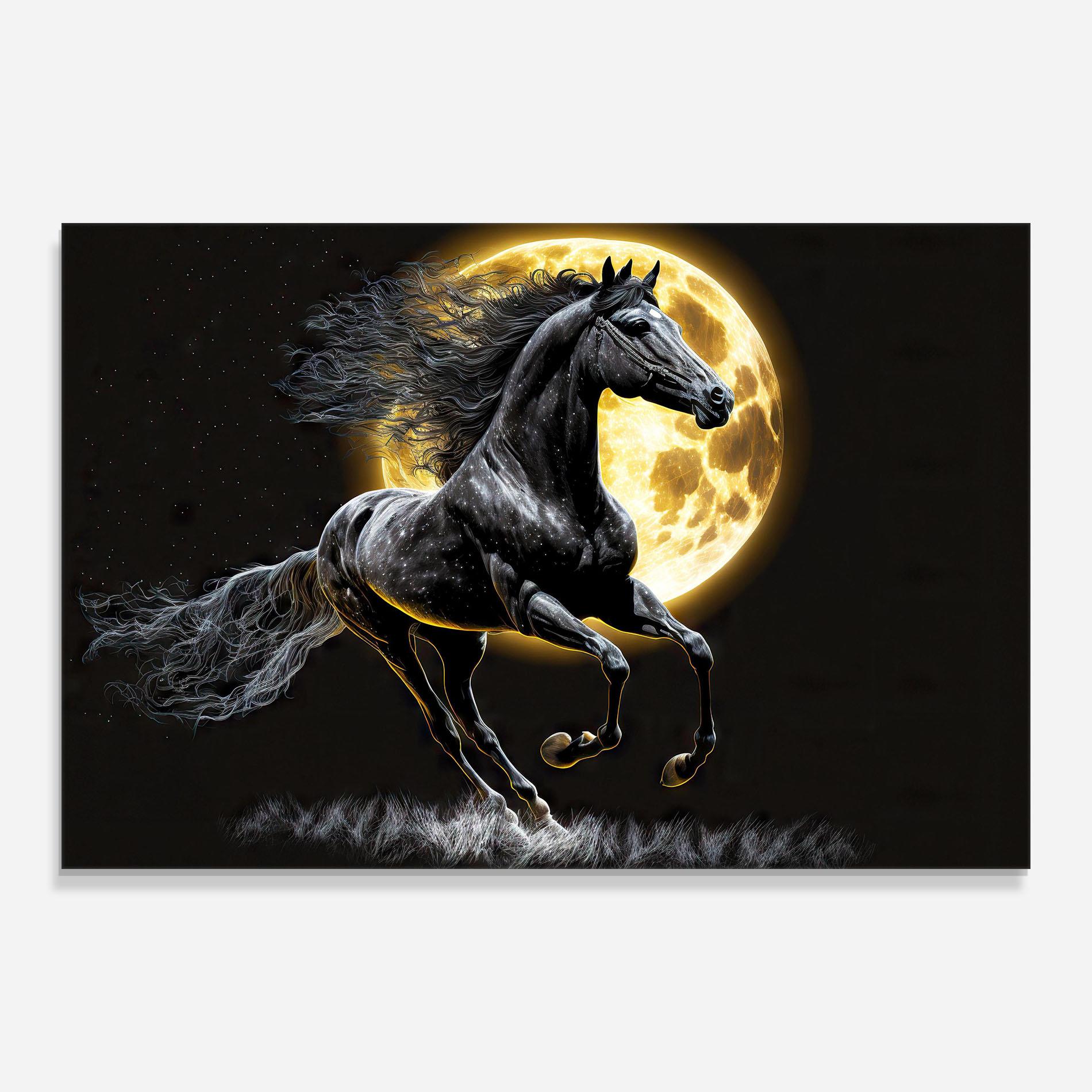 Glasbild Gold Moon Horse mockup 0