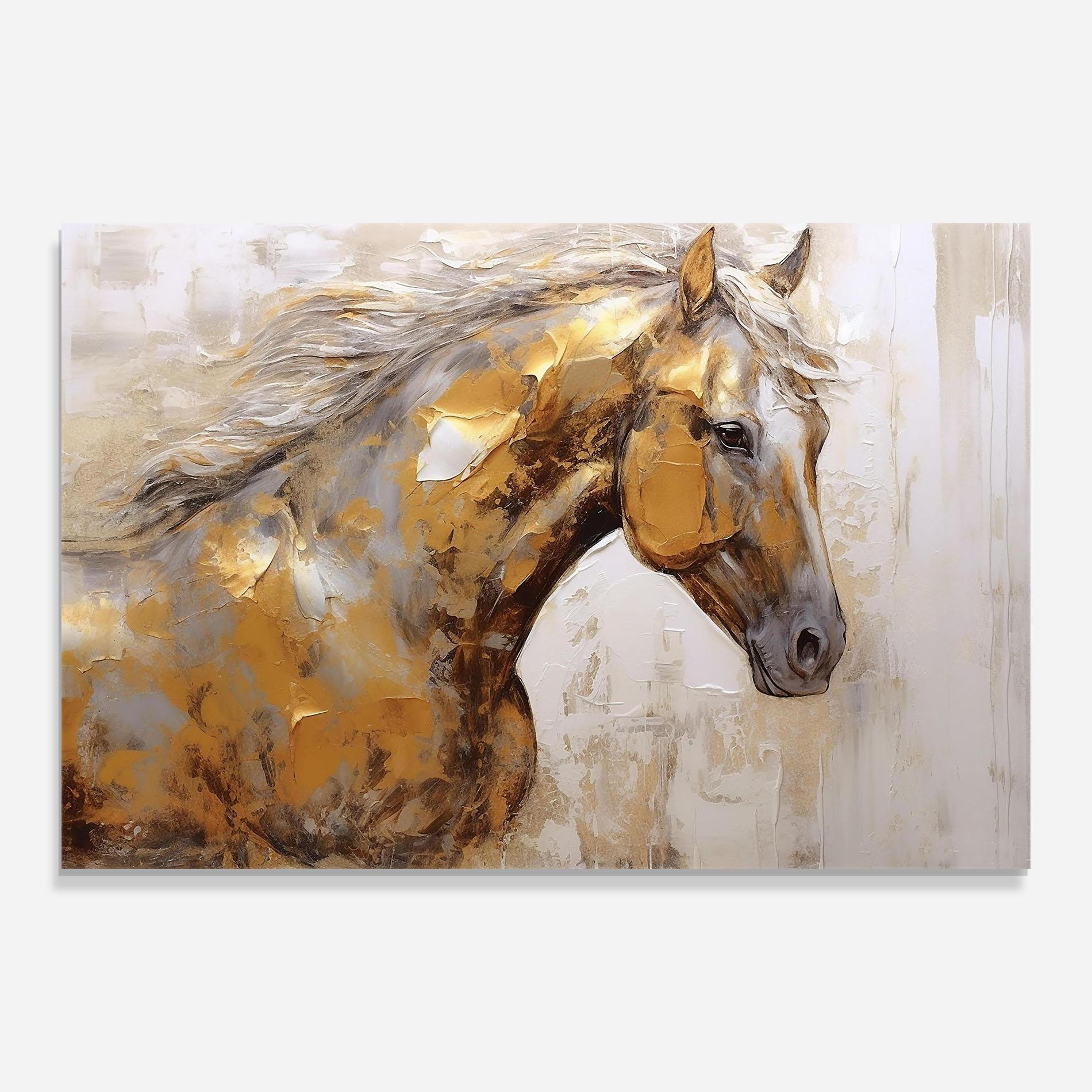 Glasbild Gold Texture Horse mockup 0