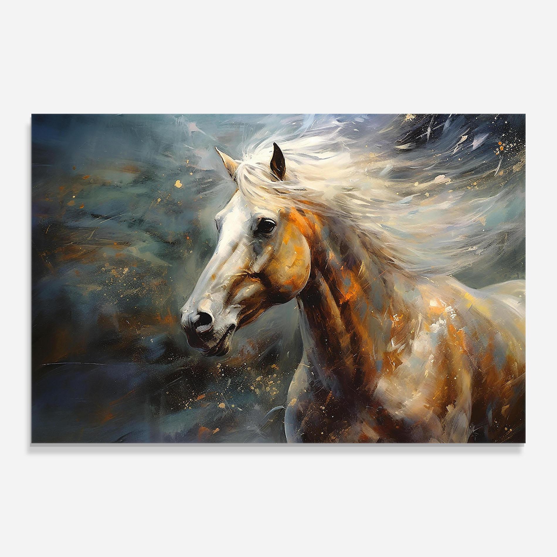 Glasbild White Hair Horse mockup 0