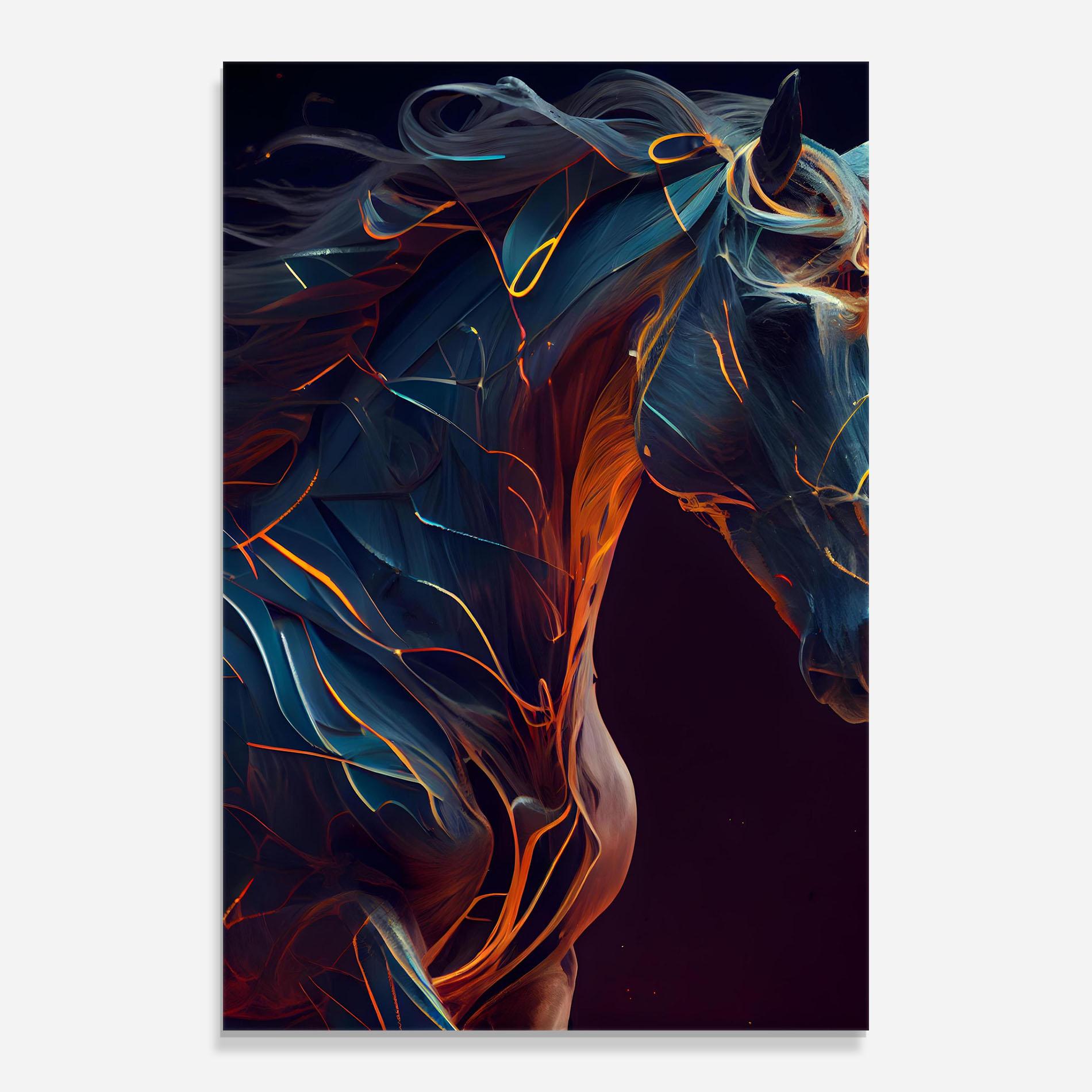 Glasbild Fire Lines Horse mockup 0