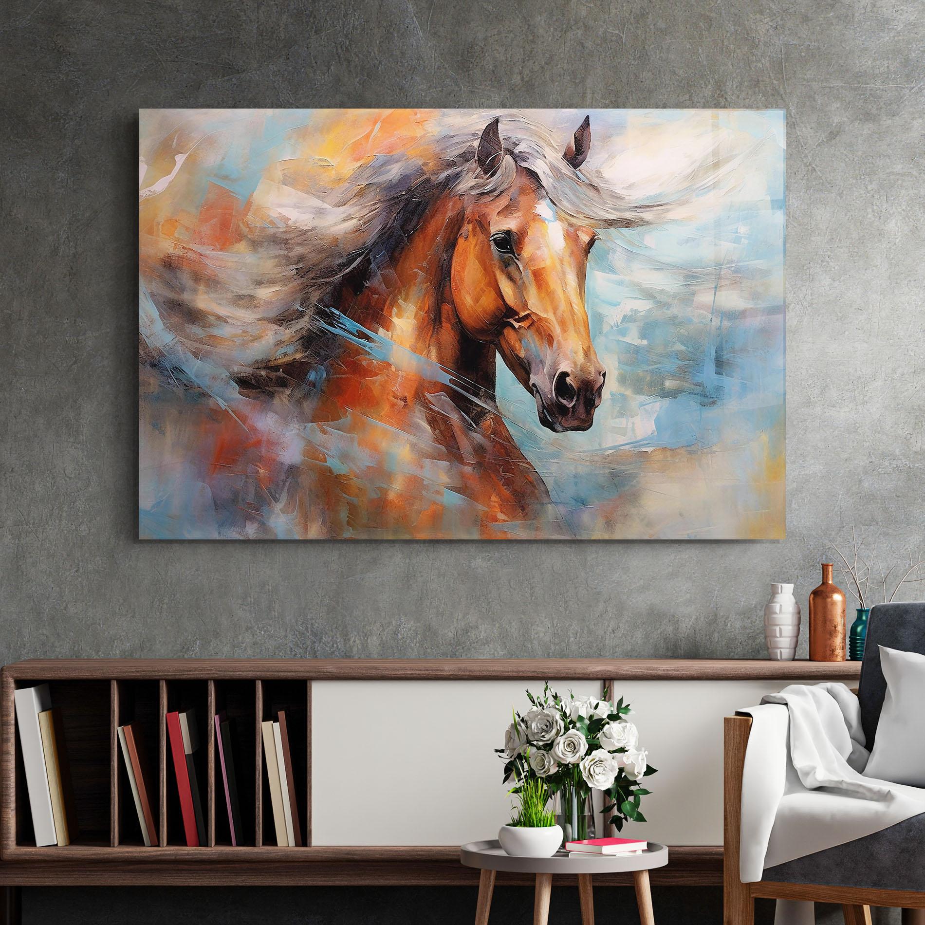 Glasbild Beautiful Brown Horse mockup 2
